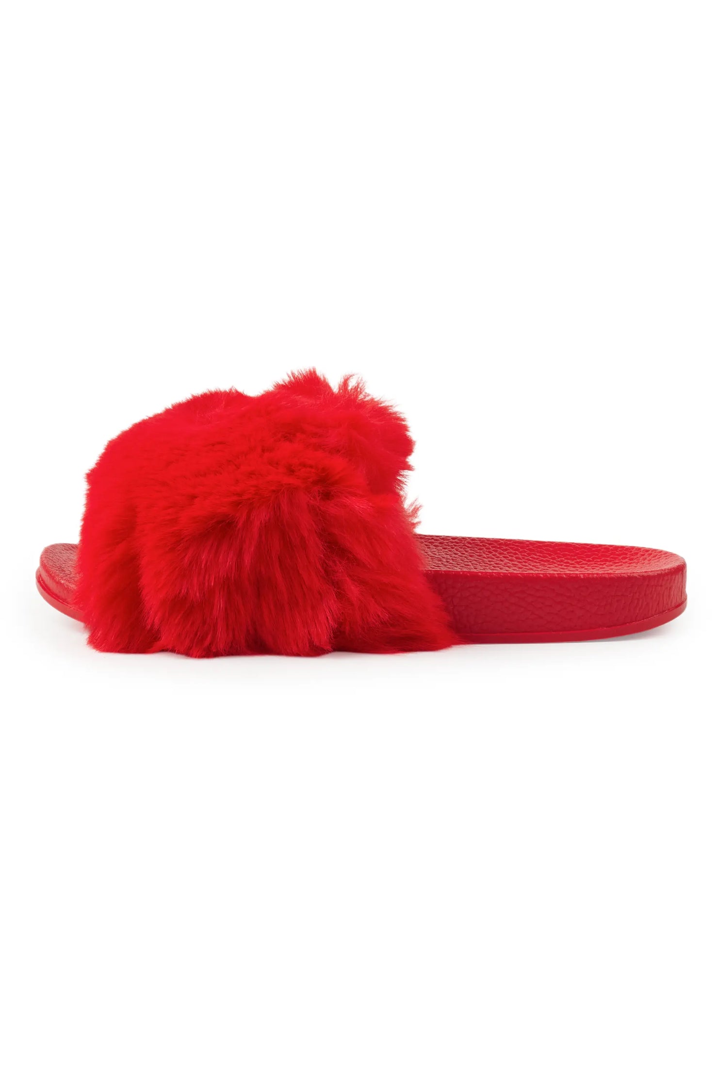 Tatyana Red Fur Slides