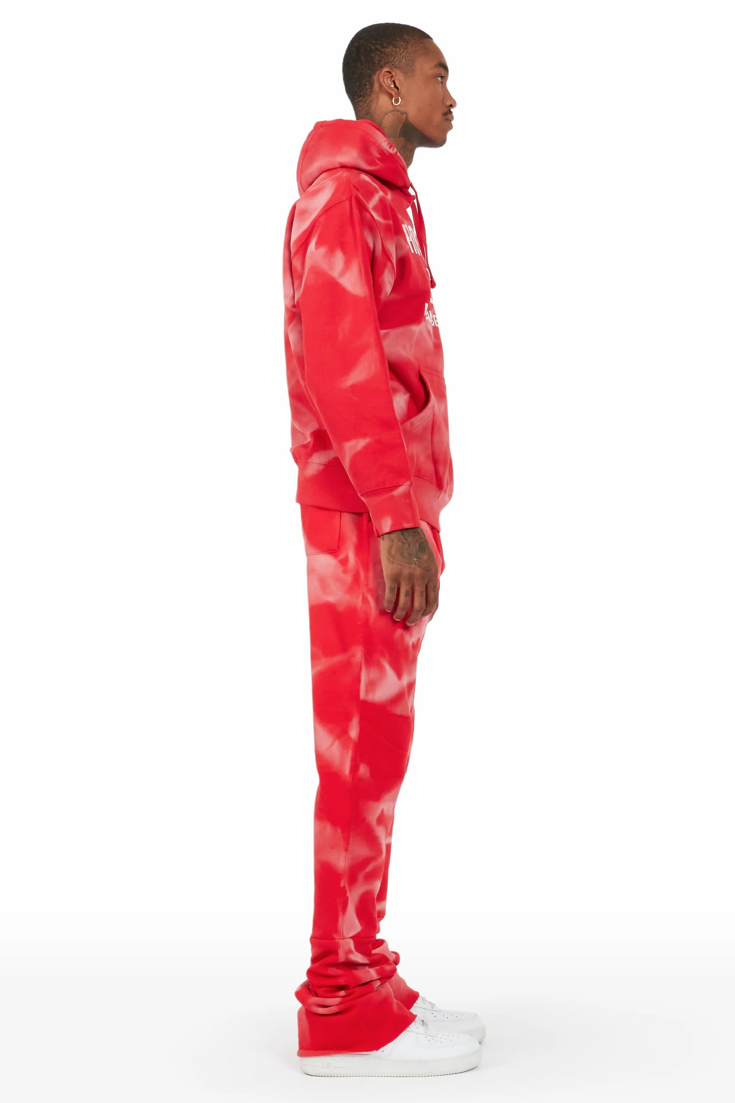 Nelly Red Hoodie/Super Stacked Flare Track Set