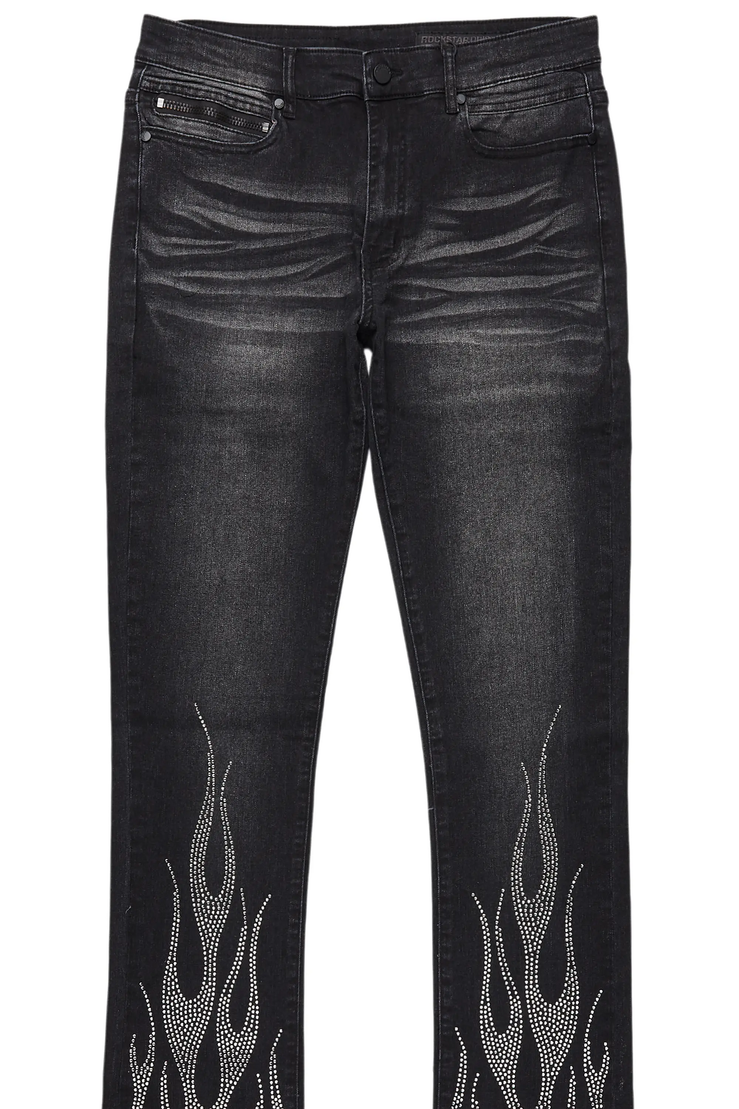 Samba Dark Grey Rhinestone Stacked Flare Jean