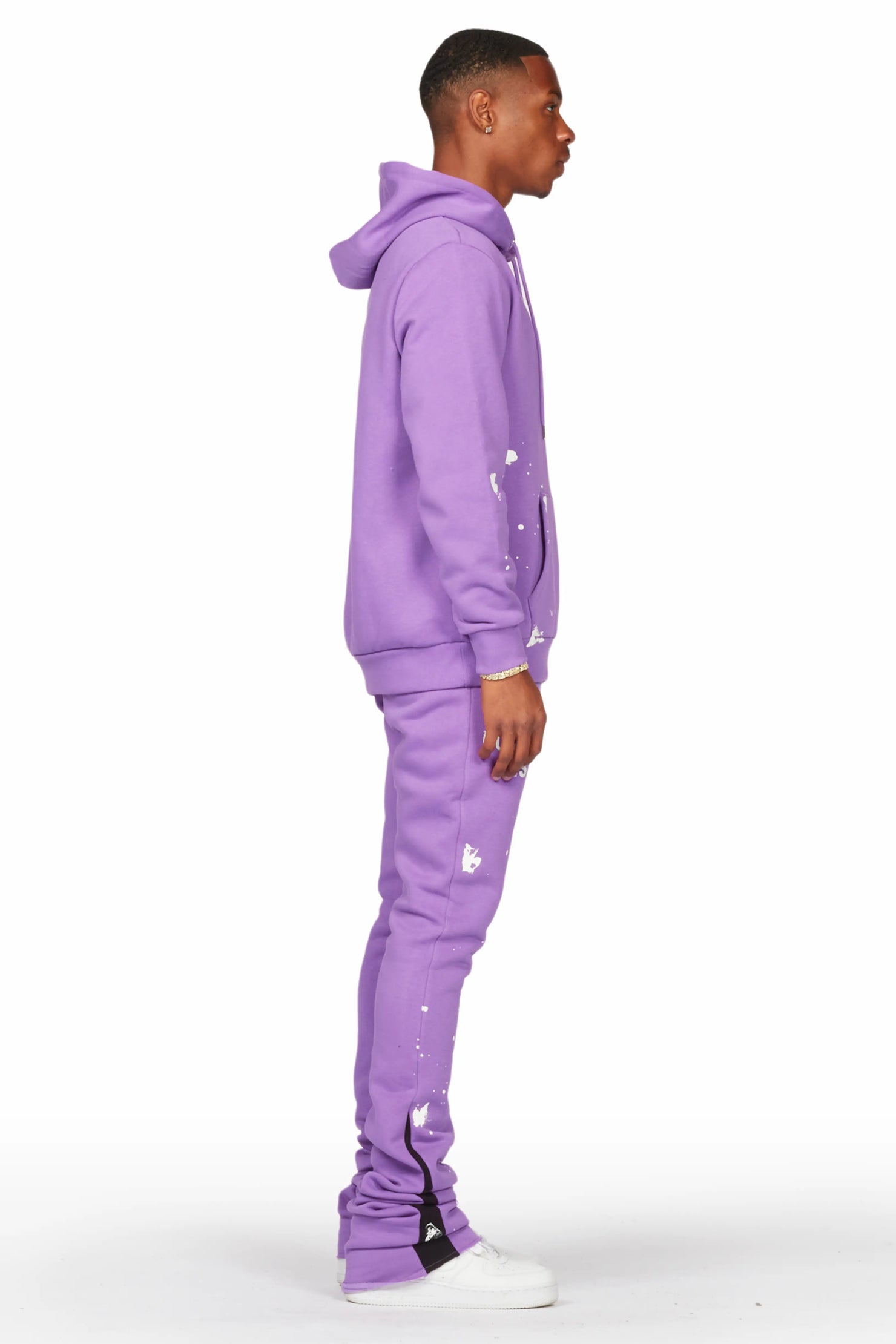 Raffer Purple Hoodie/Super Stacked Flare Pant Set