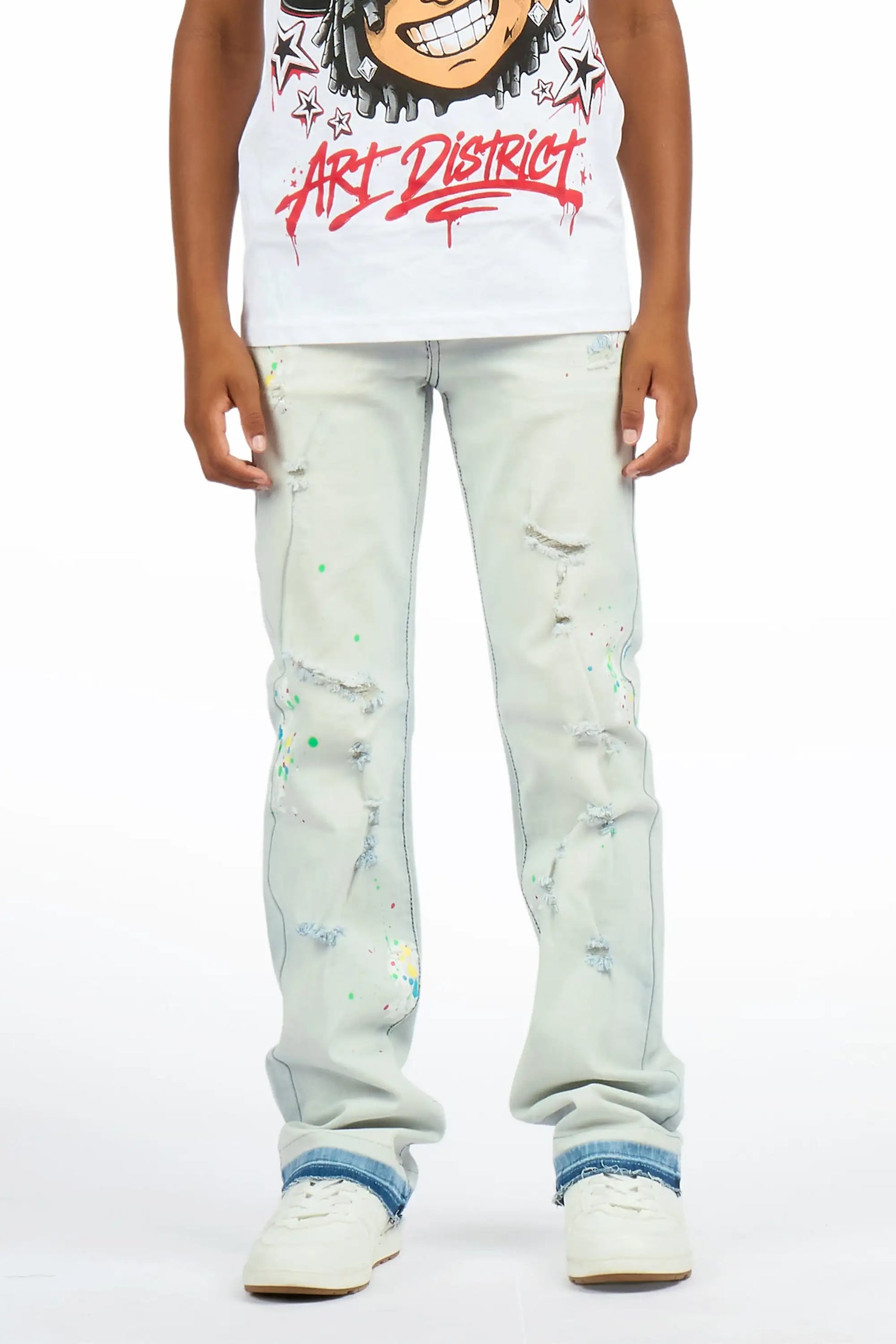 Boys Troy Blue/Multi Stacked Painter Jean