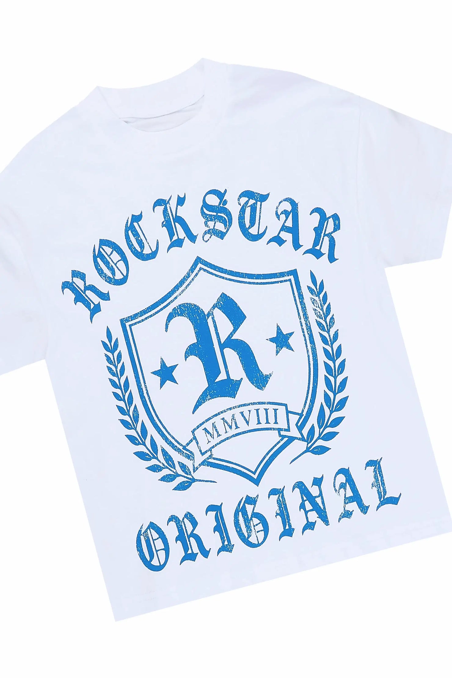 Girls Vesty White/Blue T-Shirt Stacked Jean Set