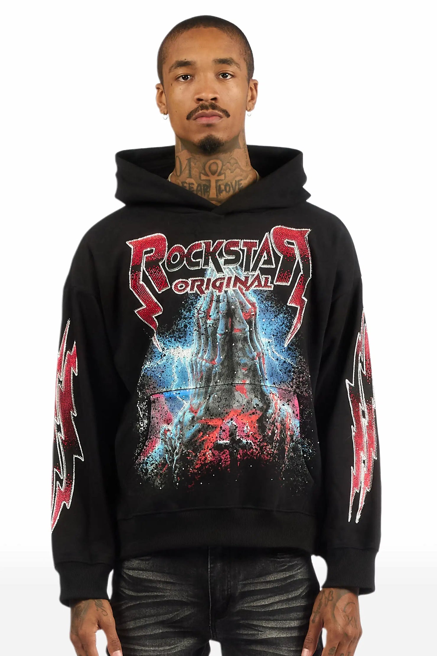 Ruhl Black Rhinestone Oversized Hoodie