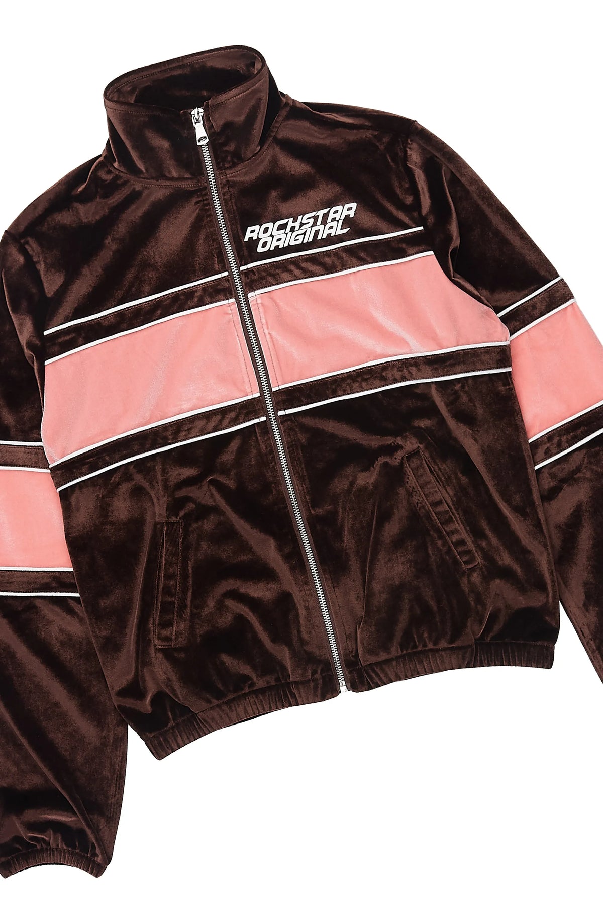 Girls Angeleauxa Chocolate/Pink Zip Up Velour/Baggy Pant Track Set