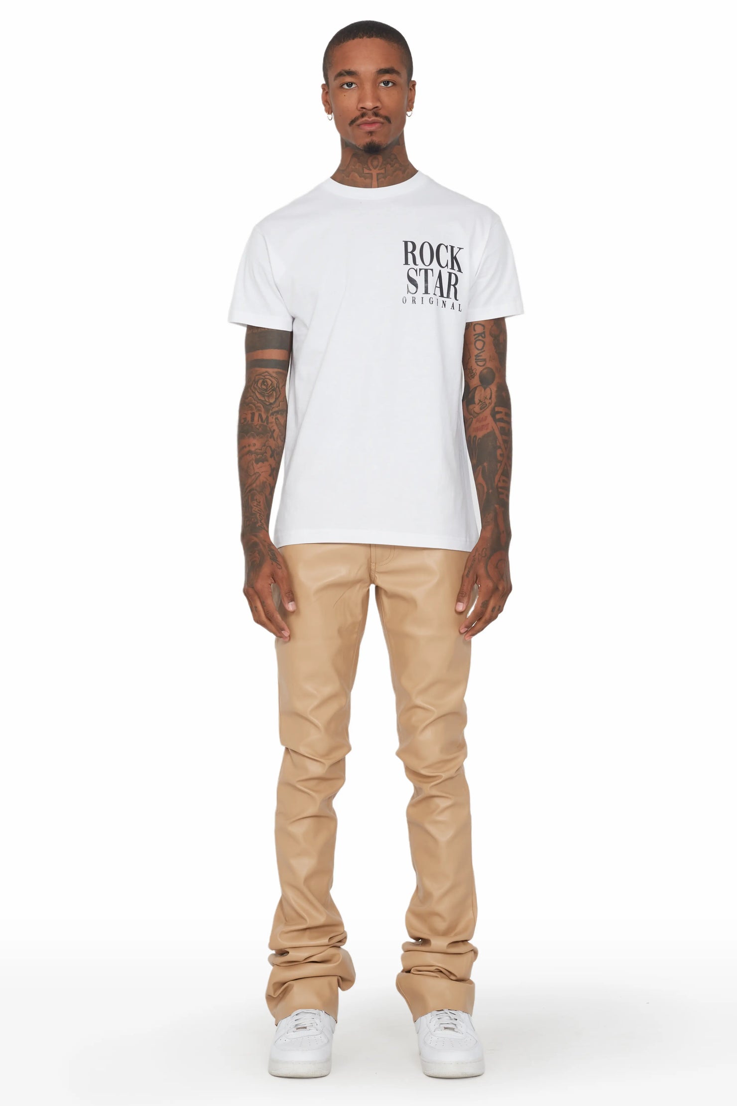 Ricky Tan Super Stacked Faux Leather Pant