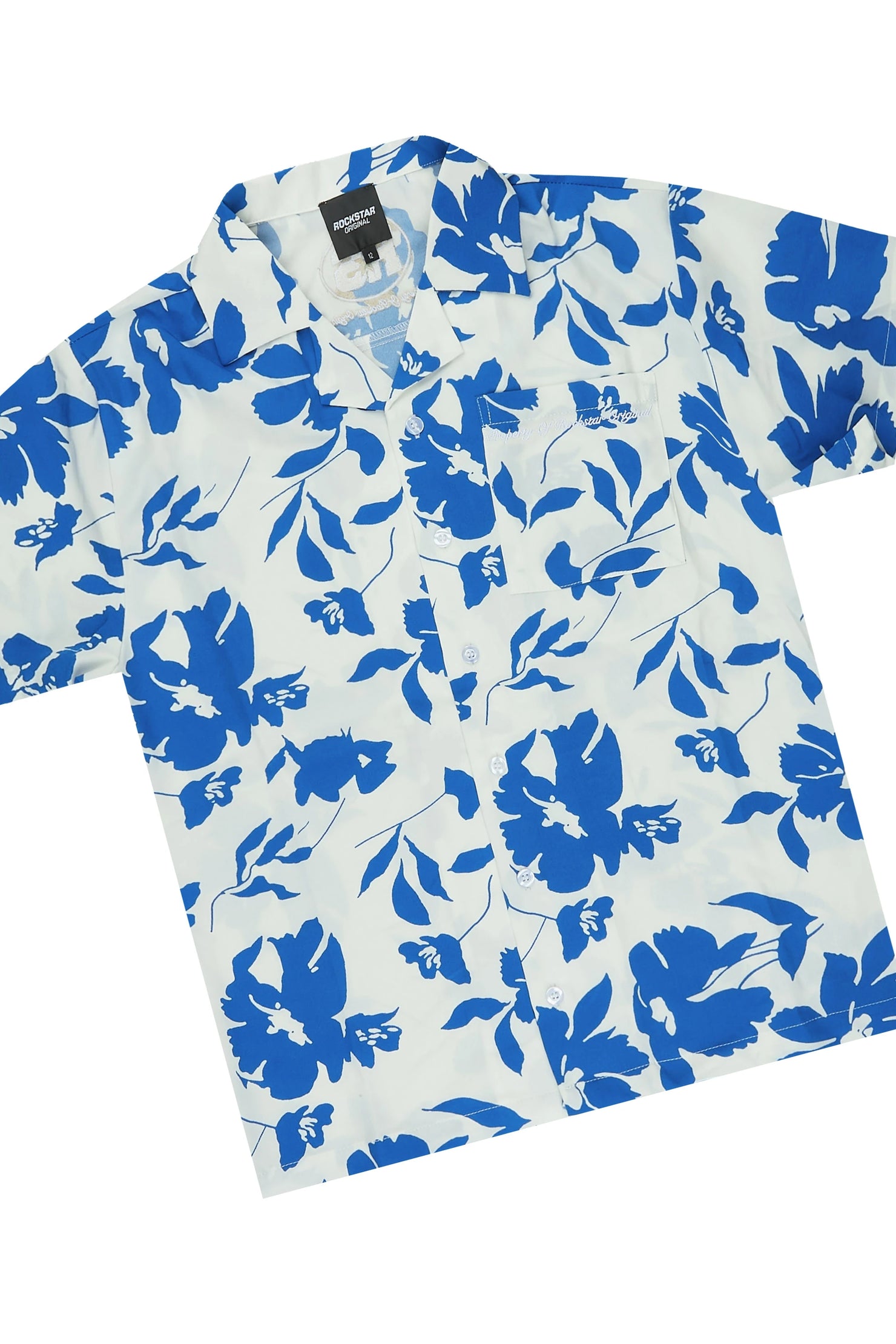 Boys Puka Blue/Cream Button Down Shirt/Short Set