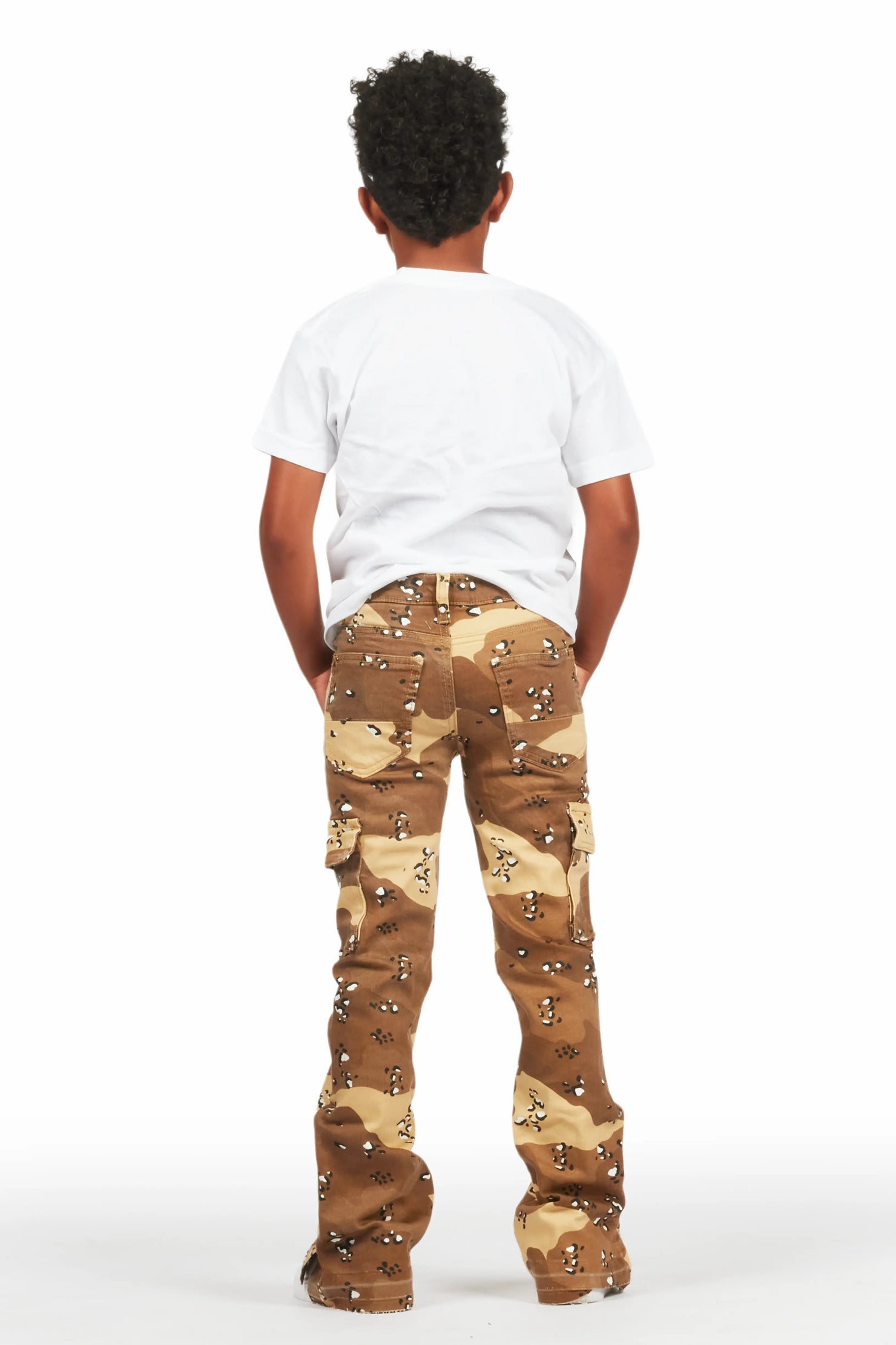 Boys Waage Desert Camo Stacked Flare Cargo Jean