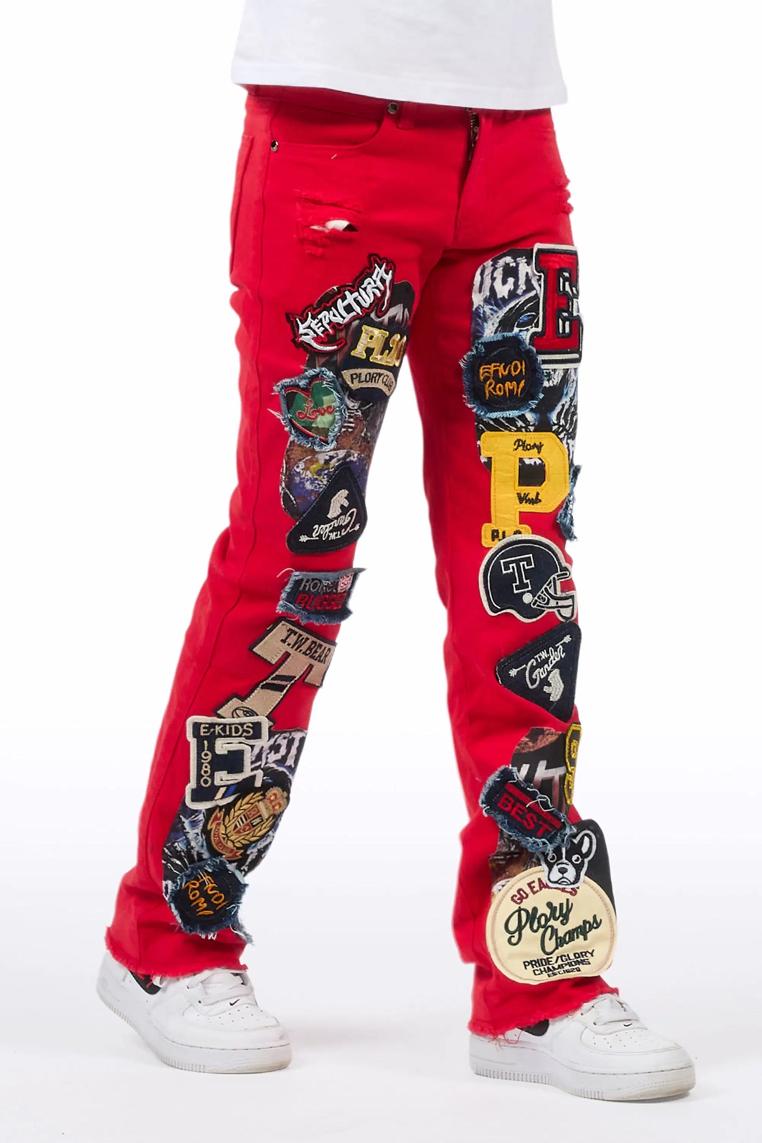 Boys Espen Red Stacked Flare Jean