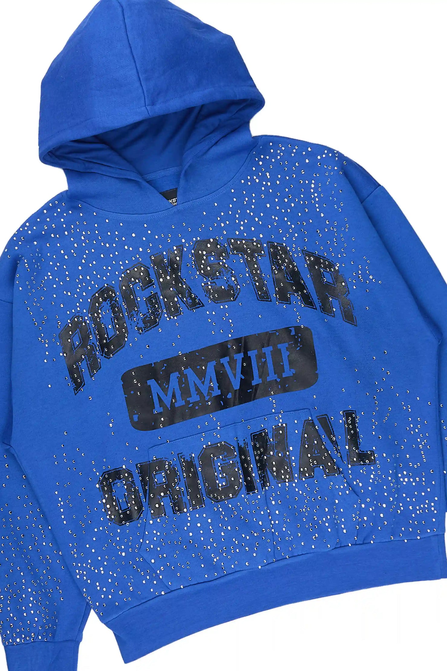 Borya Royal/Black Rhinestone Hoodie Relaxed Track Set