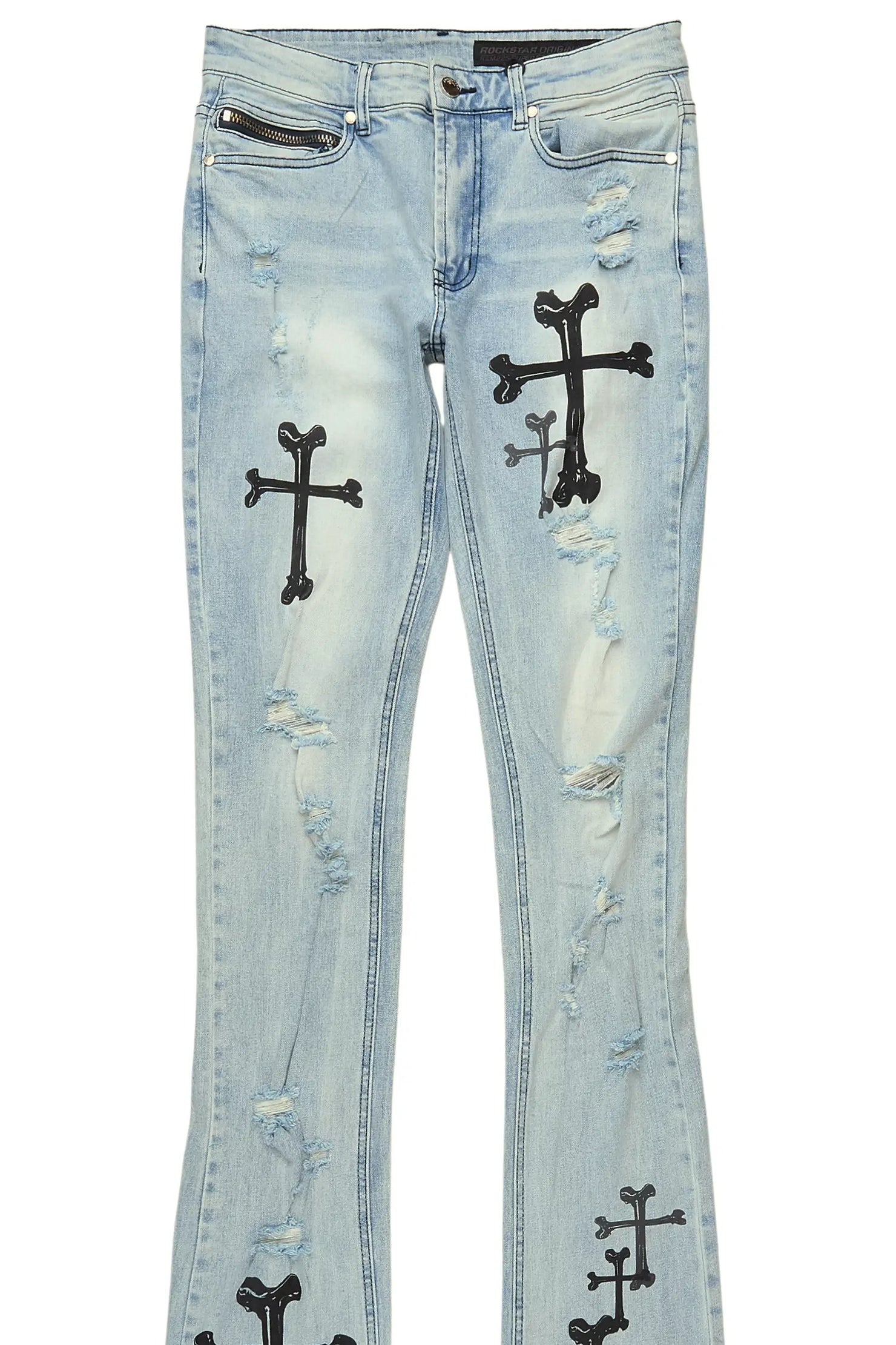 Olivier Stellan Blue Super Stacked Flare Jean