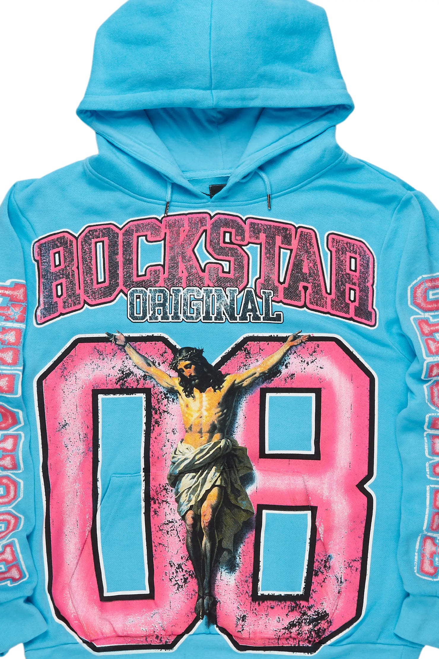 Fields Blue Distressed Graphic Hoodie