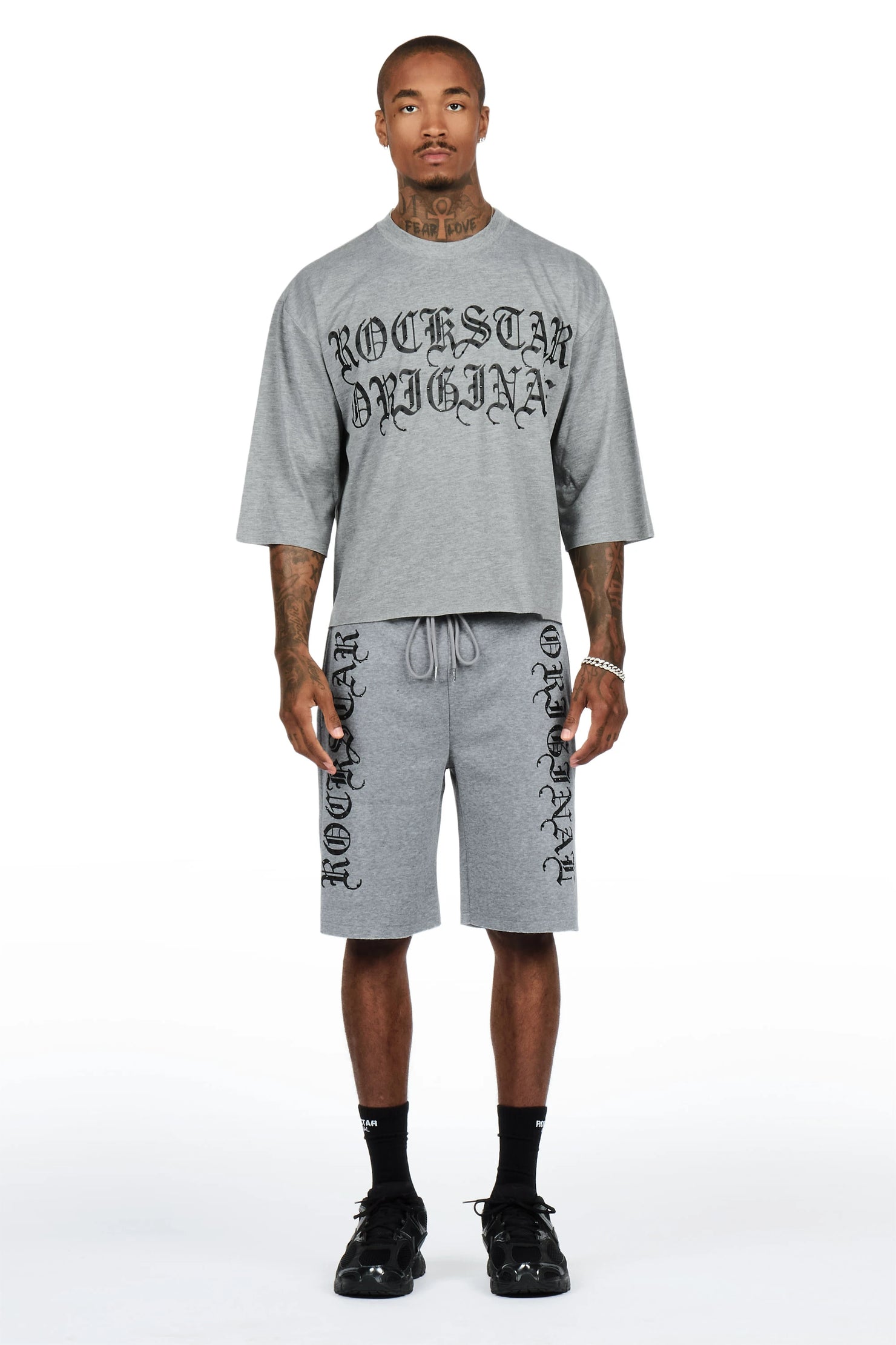 Dazzle Heather Grey Rhinestone T-Shirt/Short Set