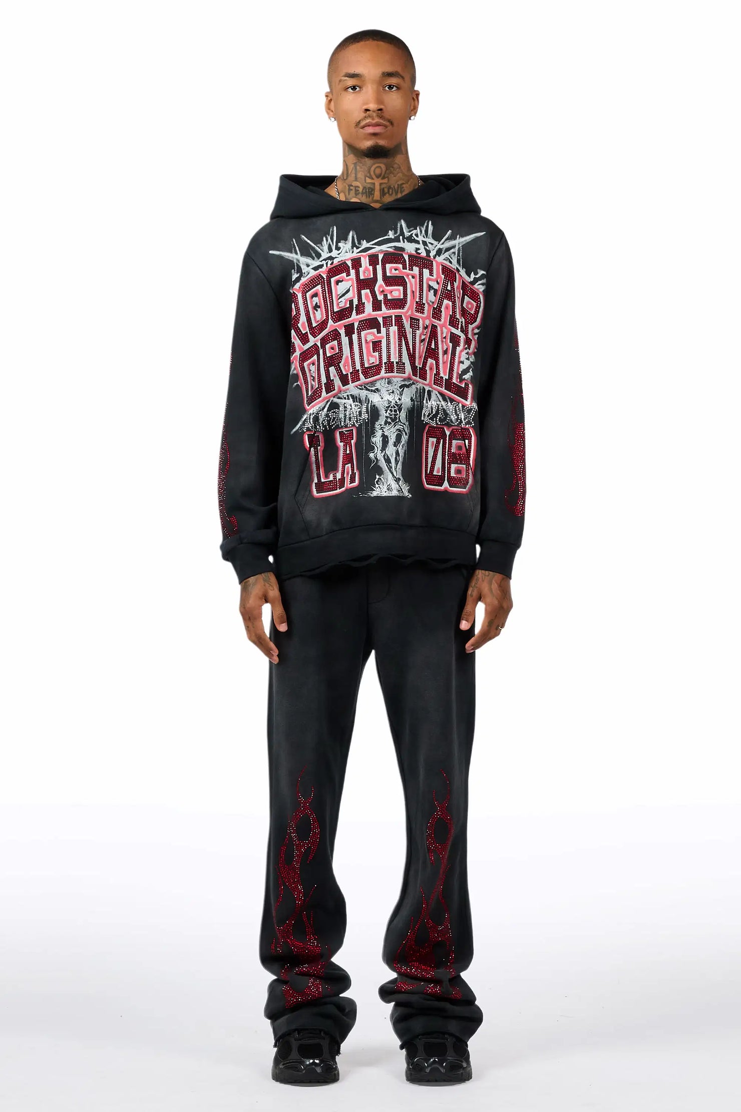 Oryn Black Hoodie/Stacked Pant Track Set