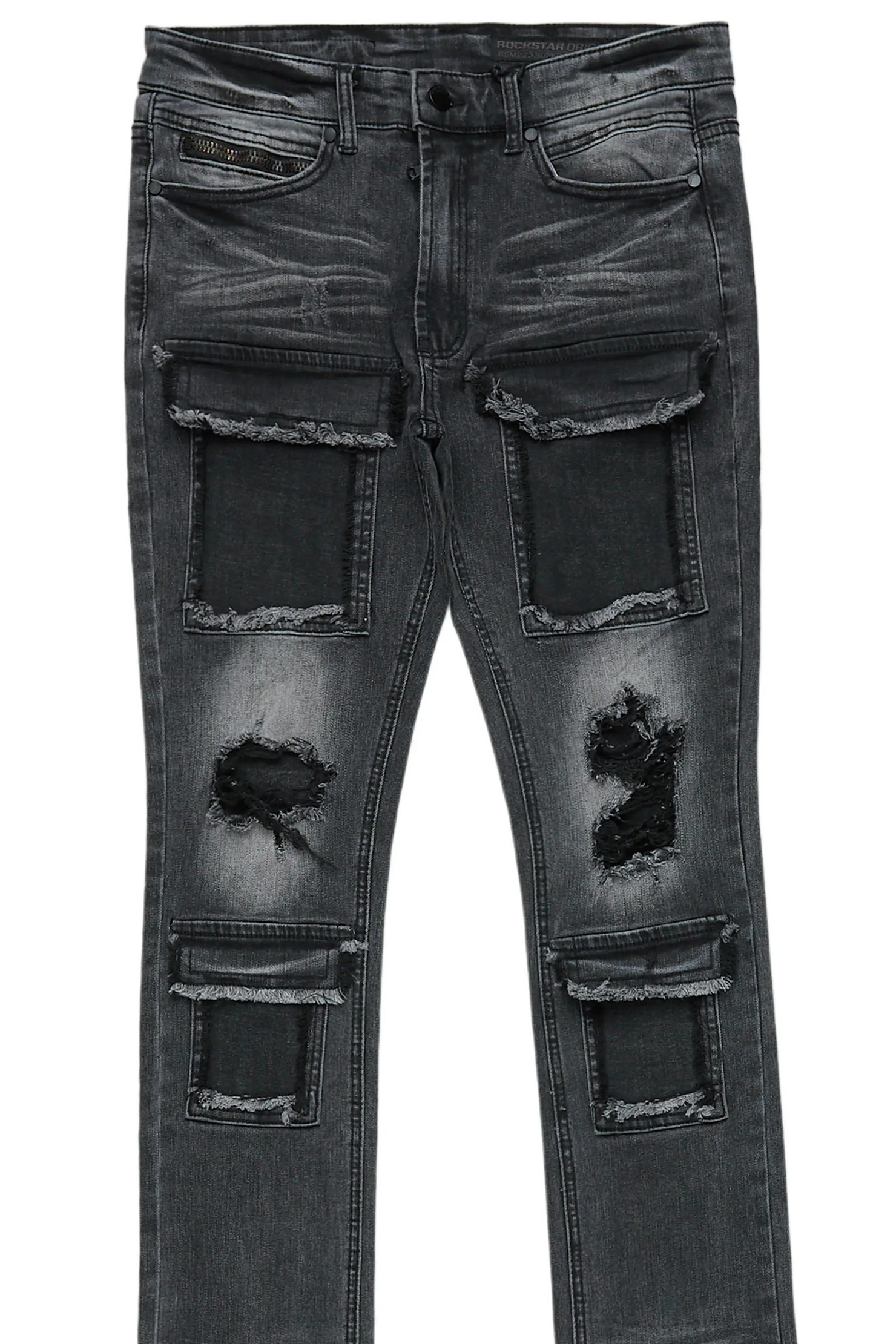 Piet Dark Grey Cargo Super Stacked Flare Jean