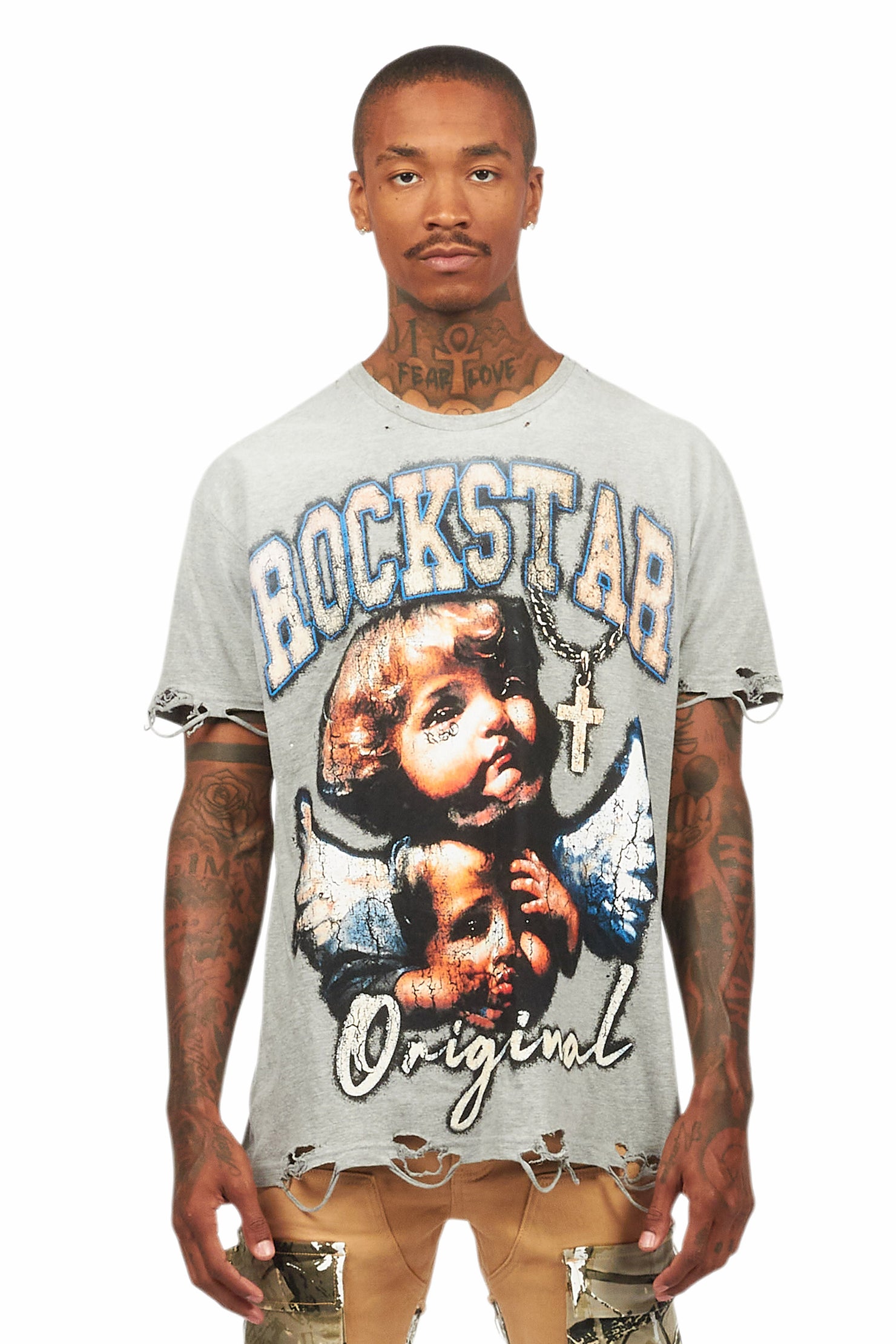 Deiter Heather Grey Oversized Graphic T-Shirt