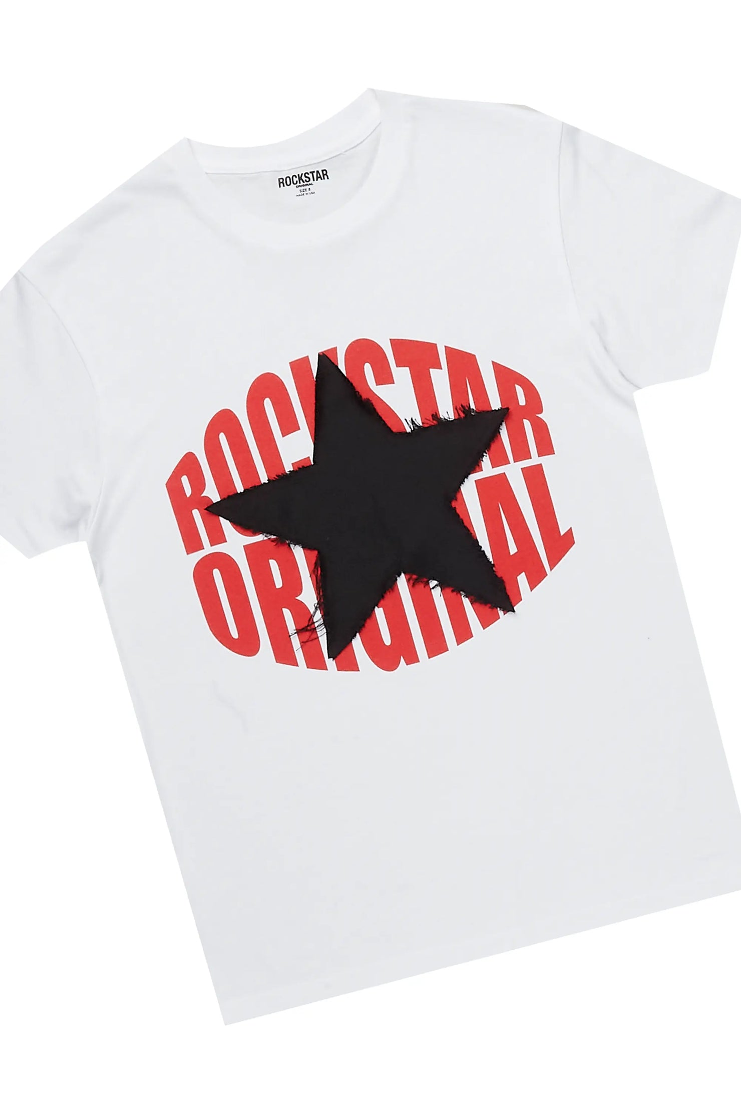 Boys Tyreek White T-Shirt/Stacked Flare Jean Set