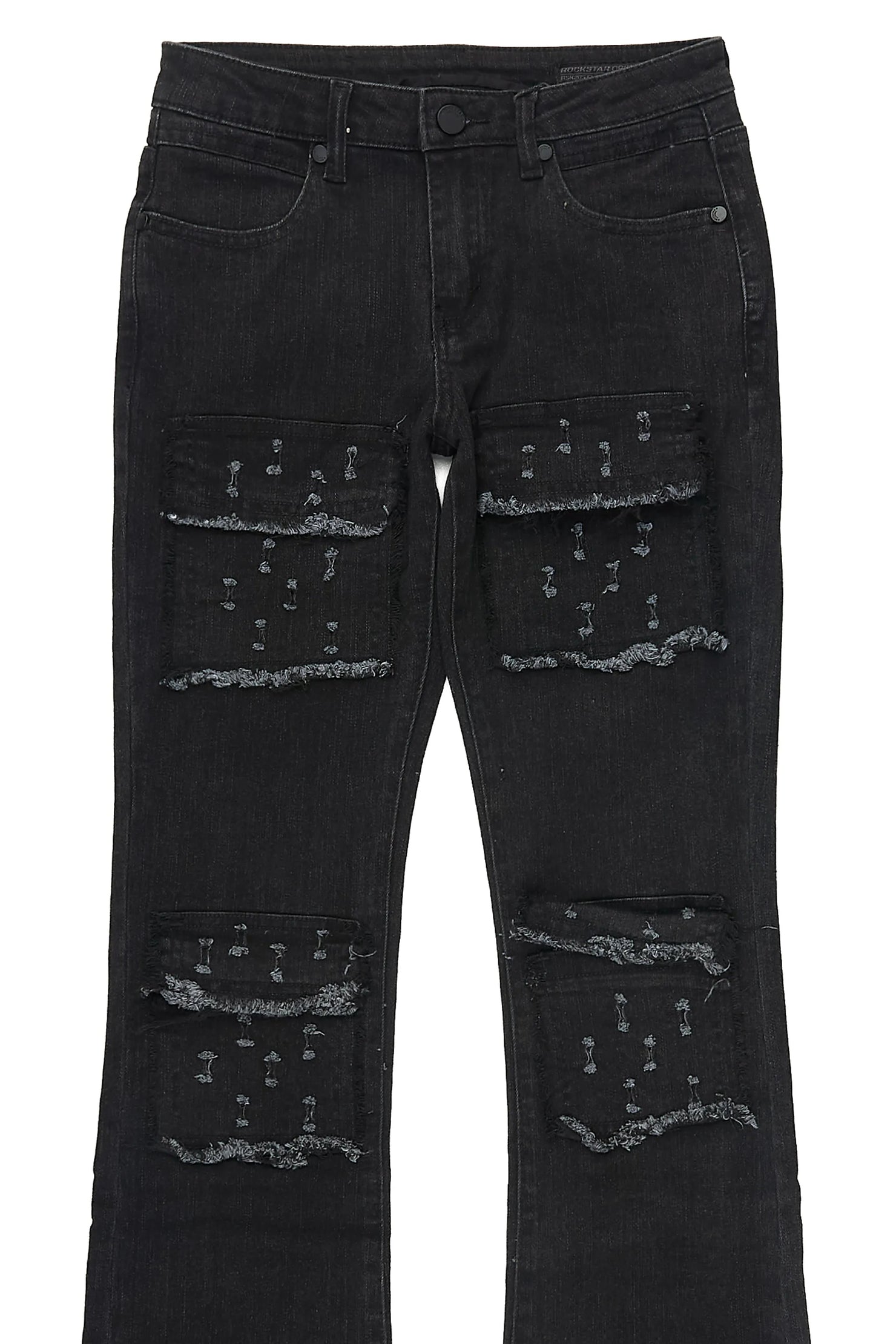 Boys Leonardo Black Stacked Flare Jean