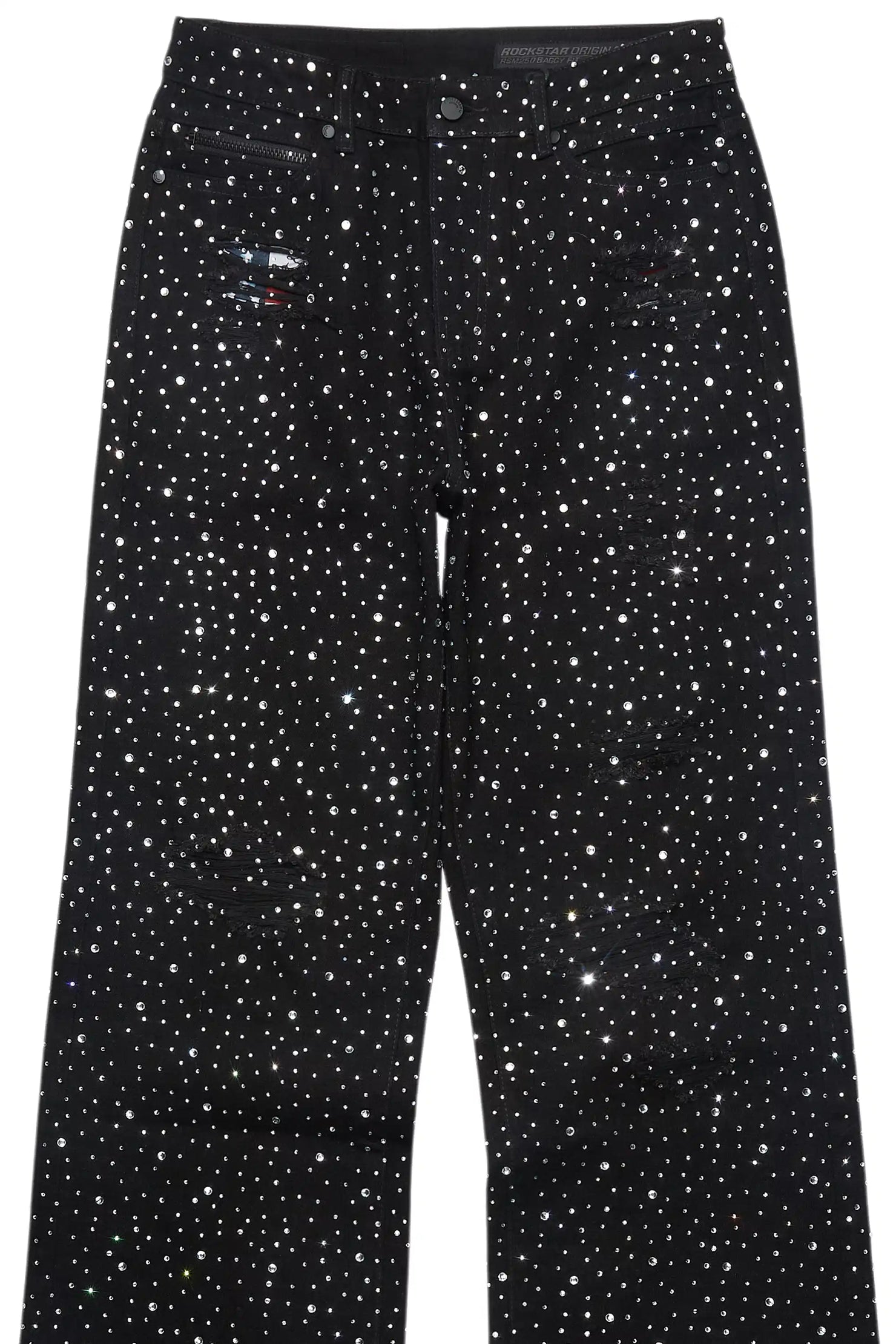 Discolite Rhinestone Jet Black Baggy Jean