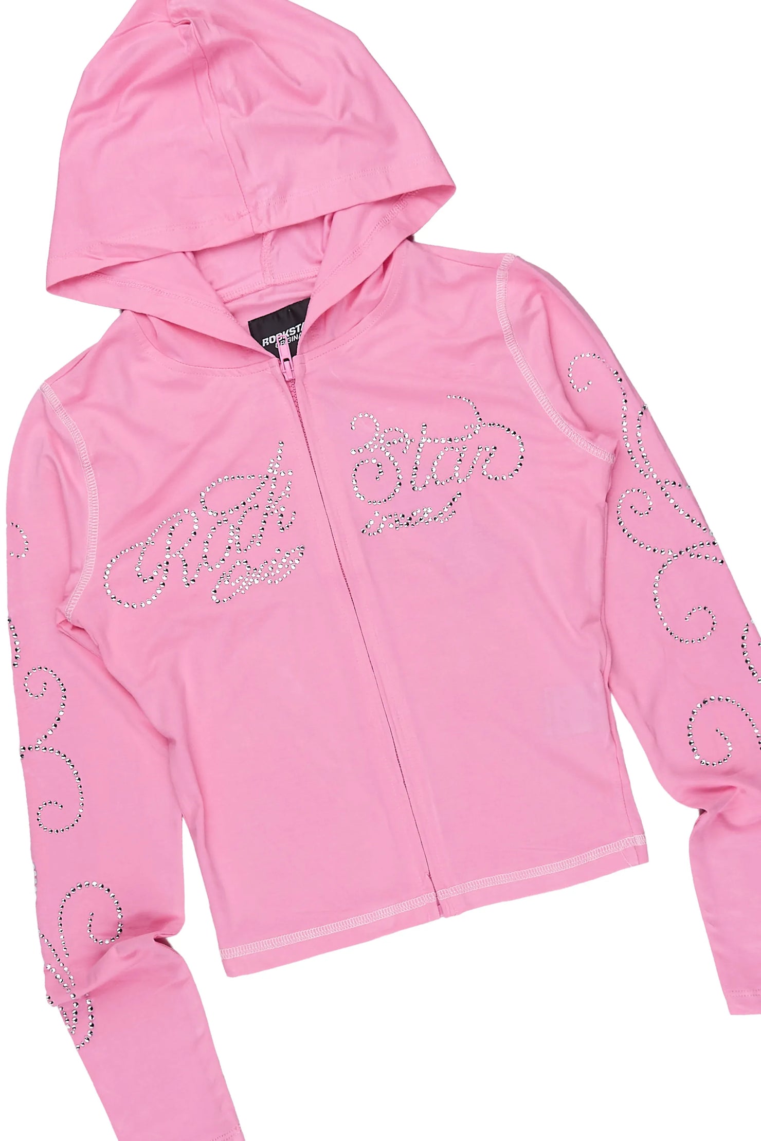 Girls Joella Pink Rhinestone Lounge Track Set