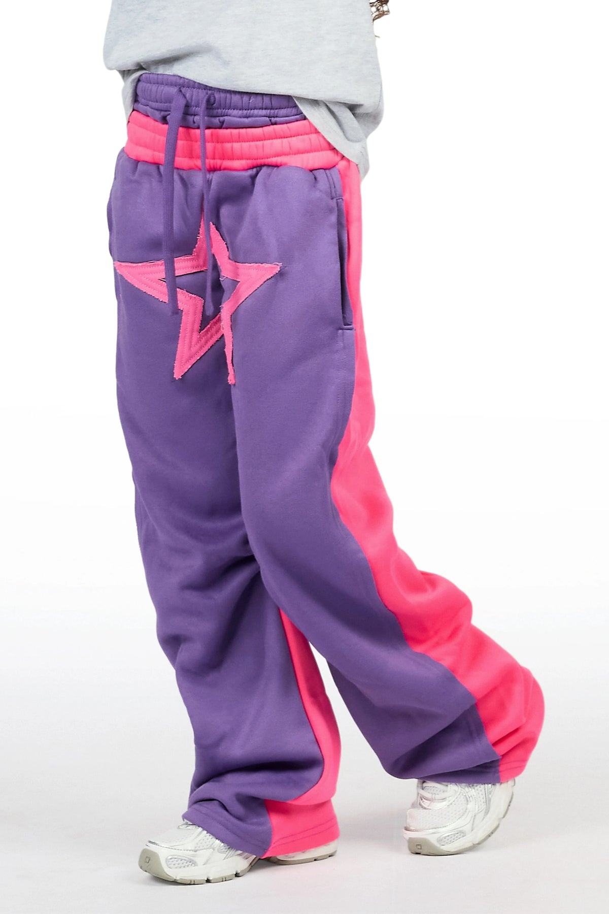 Girls Canaan Purple Double Waisted Baggy Track Pant