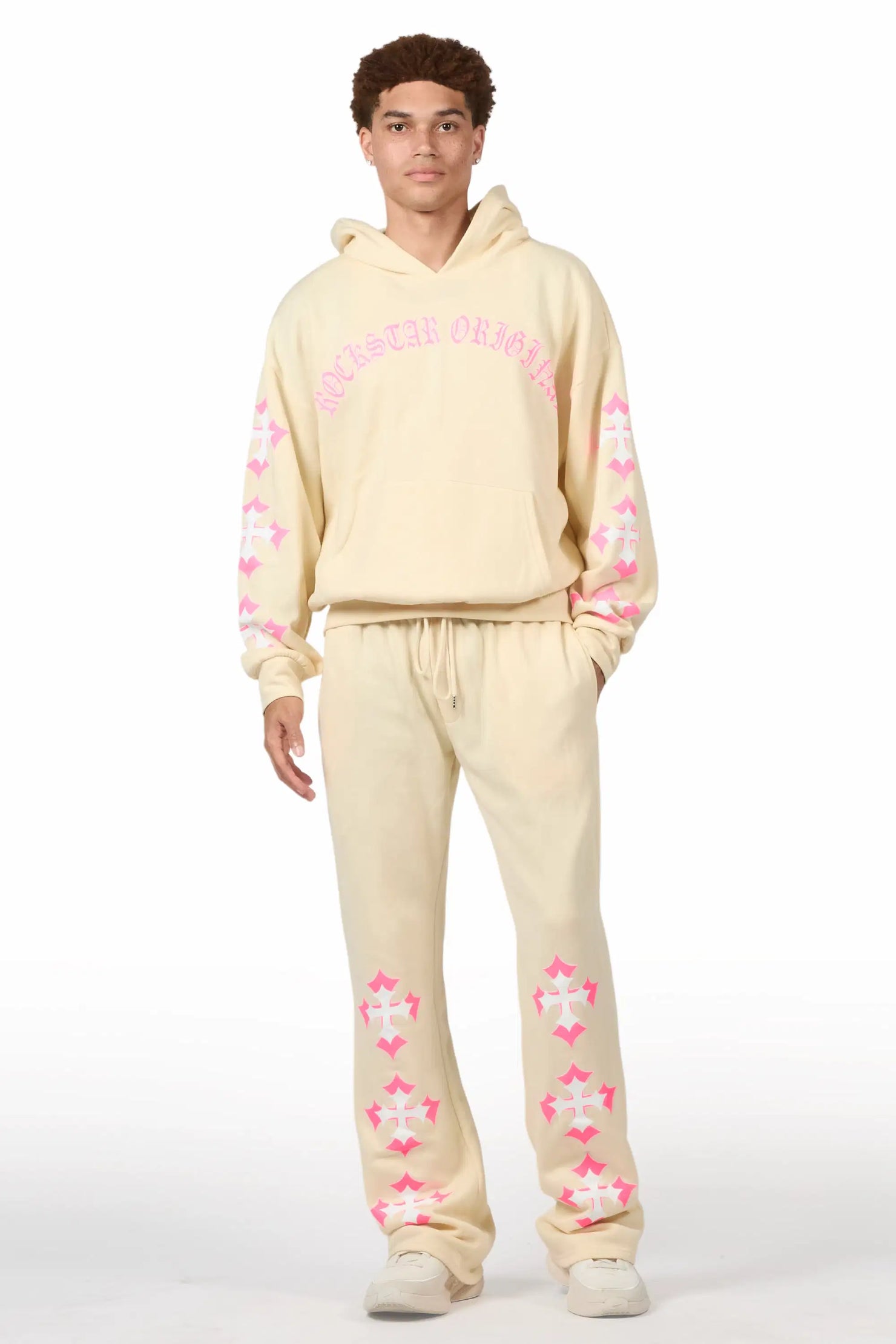 Vano Sand/Pink Hoodie Relaxed Track Set