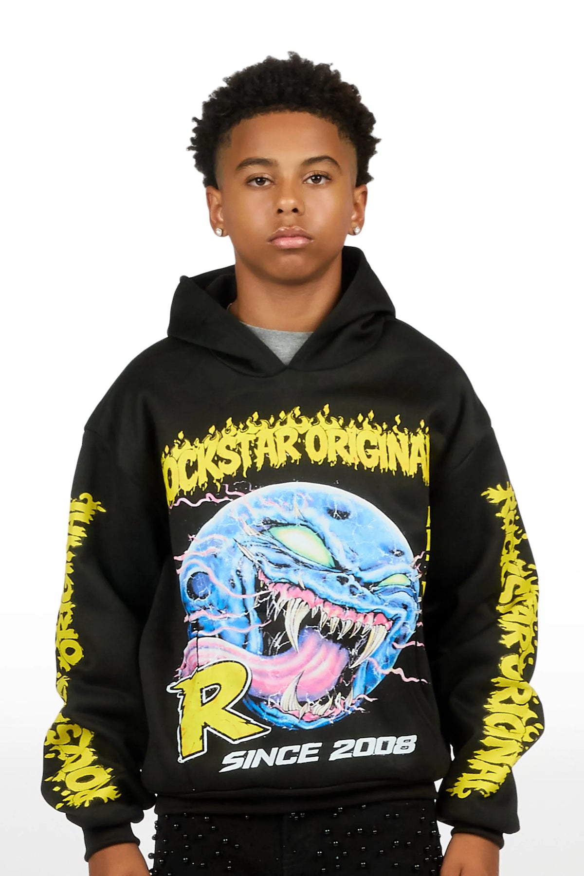 Boys Soren Black Graphic Hoodie