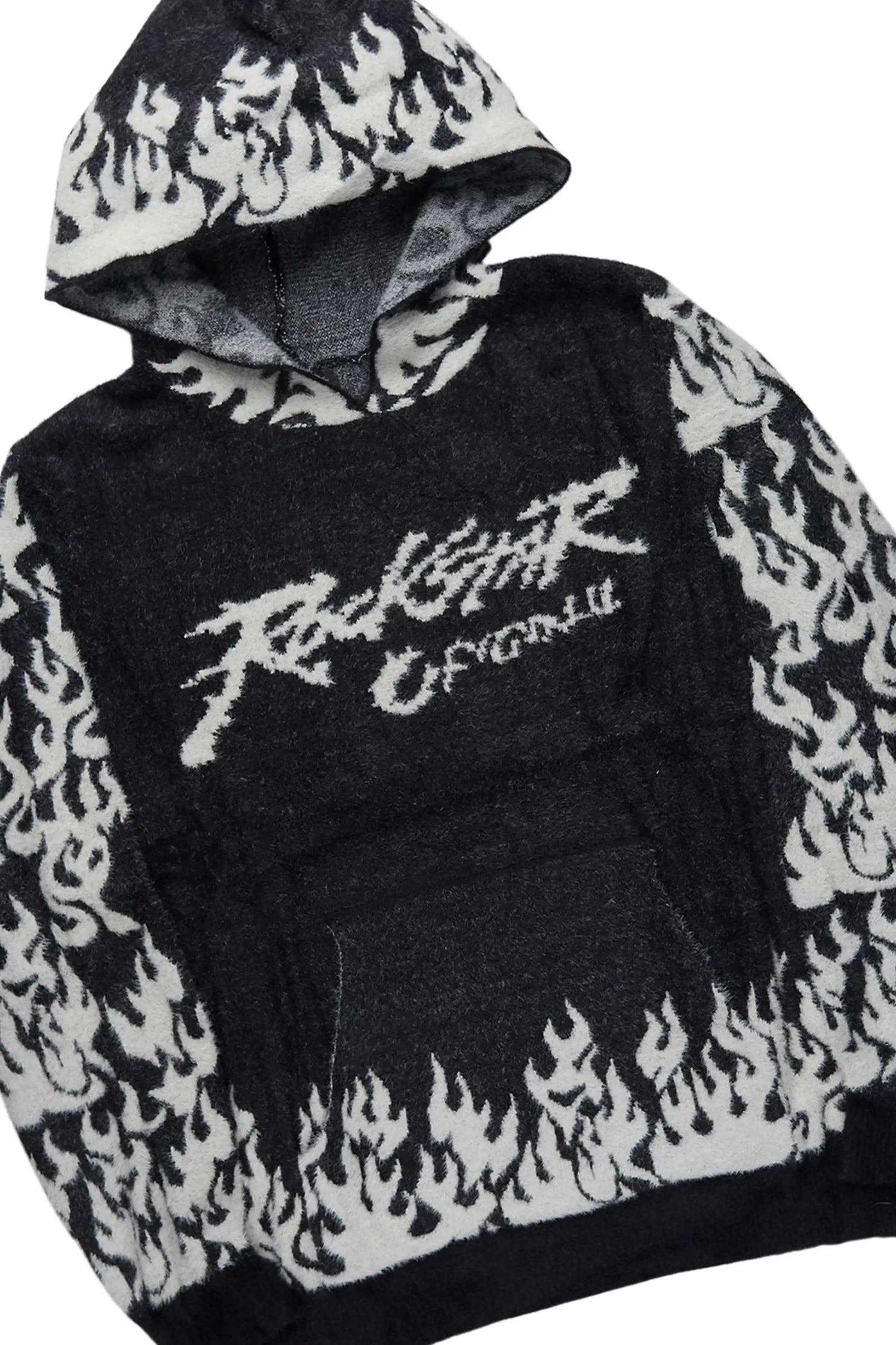 Yash Black Hoodie Stacked Flare Track Set