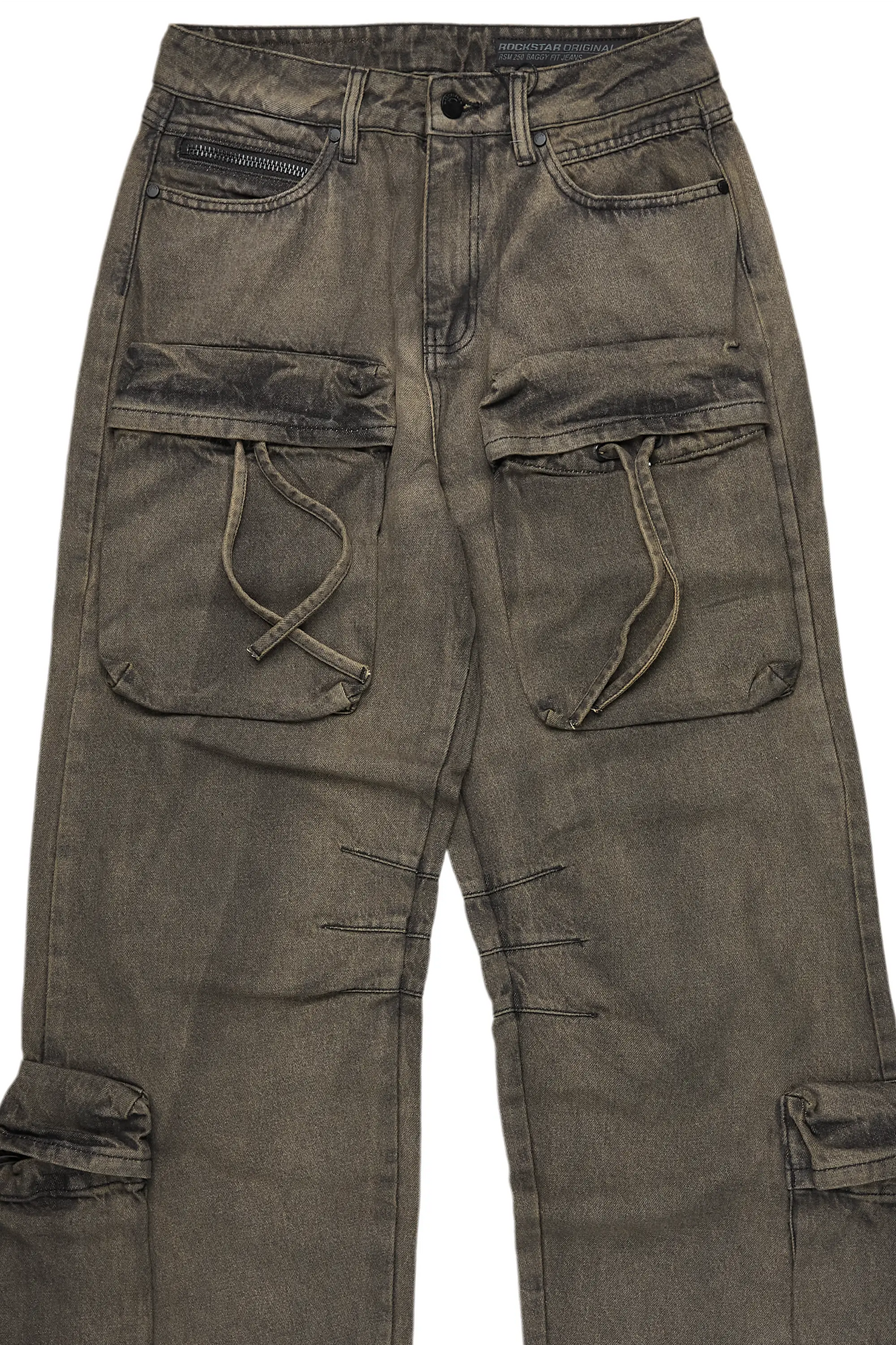 Cazer Dark Grey Baggy Fit Cargo Jean