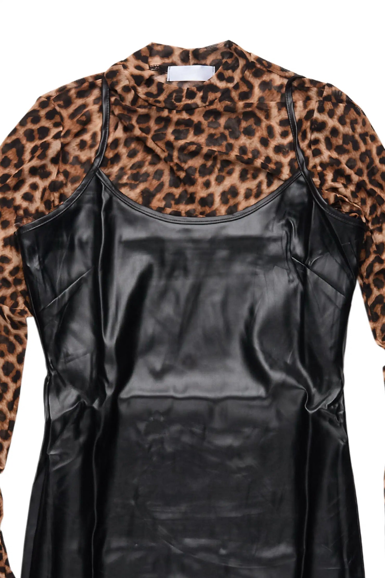 Chanti Black/Cheetah Long Sleeve Mini Dress