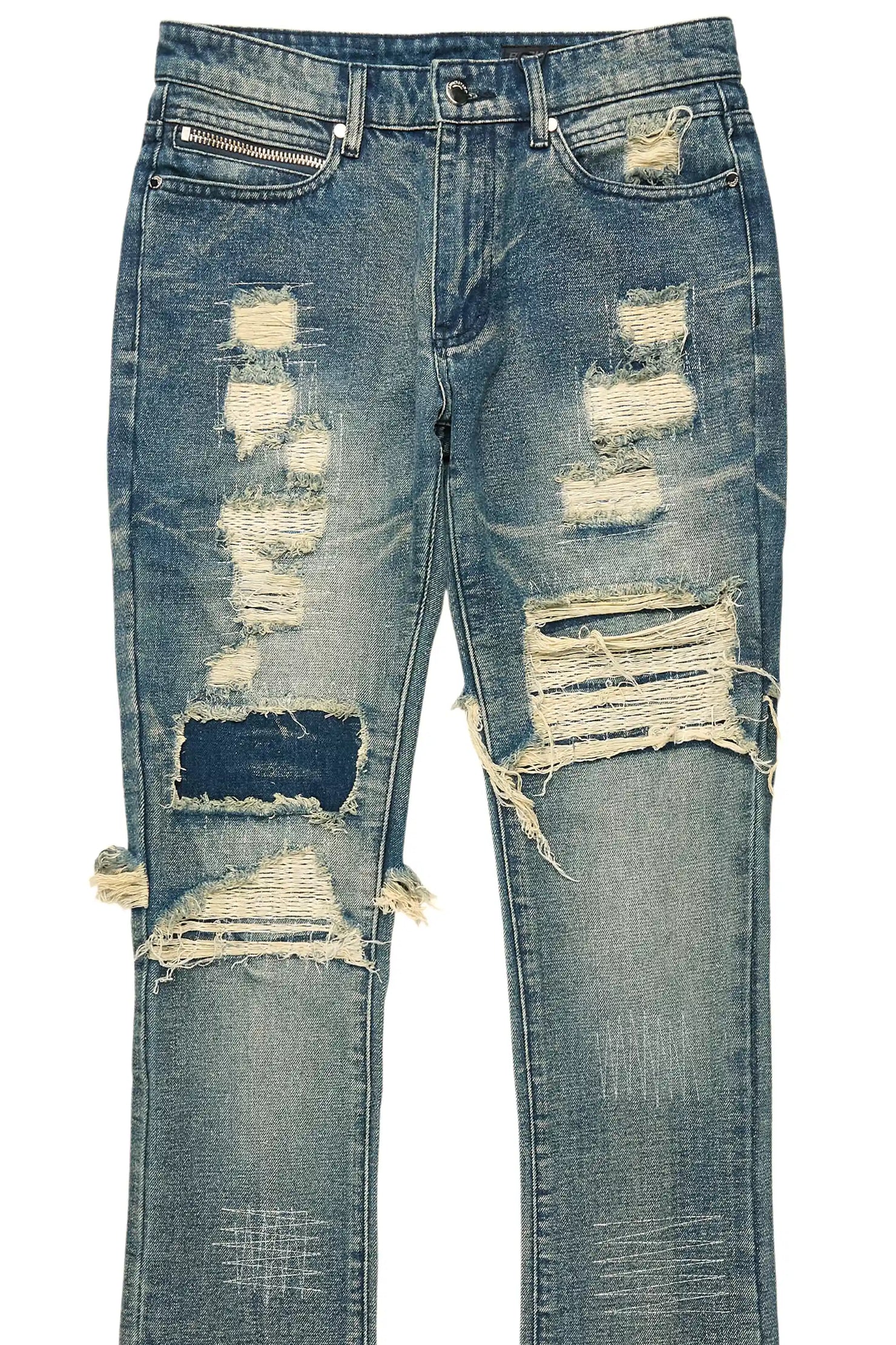 Foreign Medium Blue Wash Stacked Flare Jean