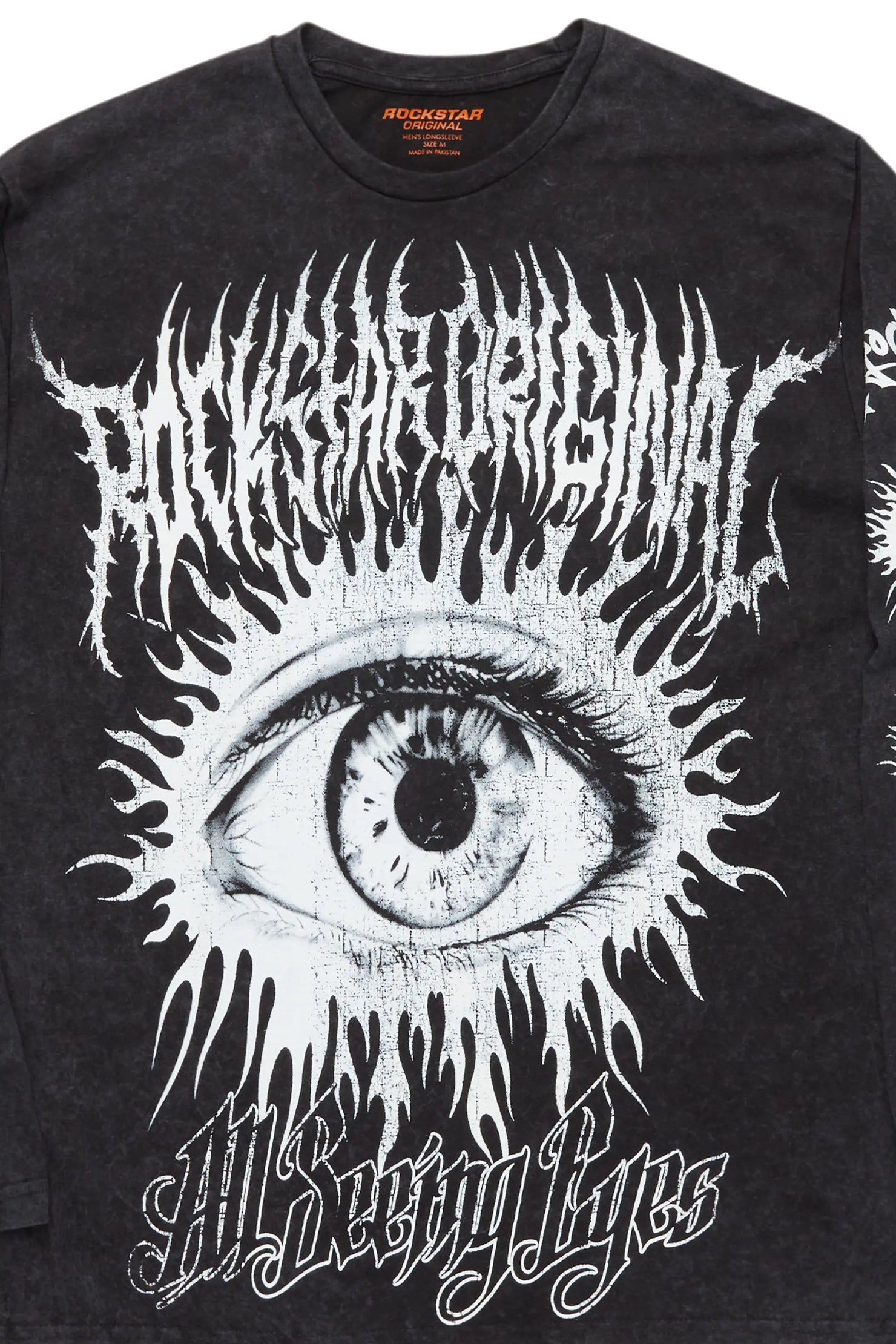All Seeing Eyes Vintage Black Long Sleeve Graphic T-Shirt
