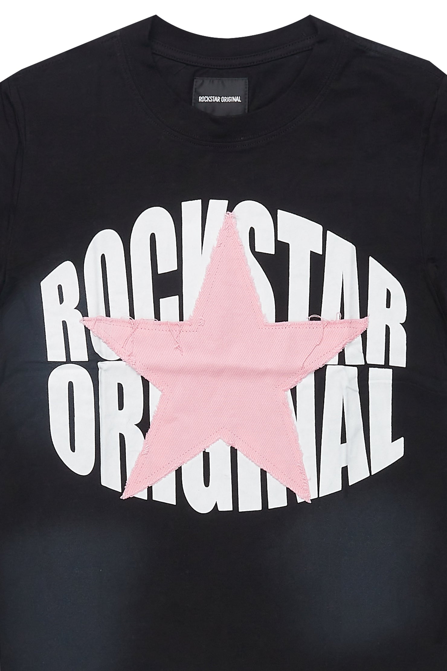 Girls Khaly Black/Pink Graphic T-Shirt With Patch