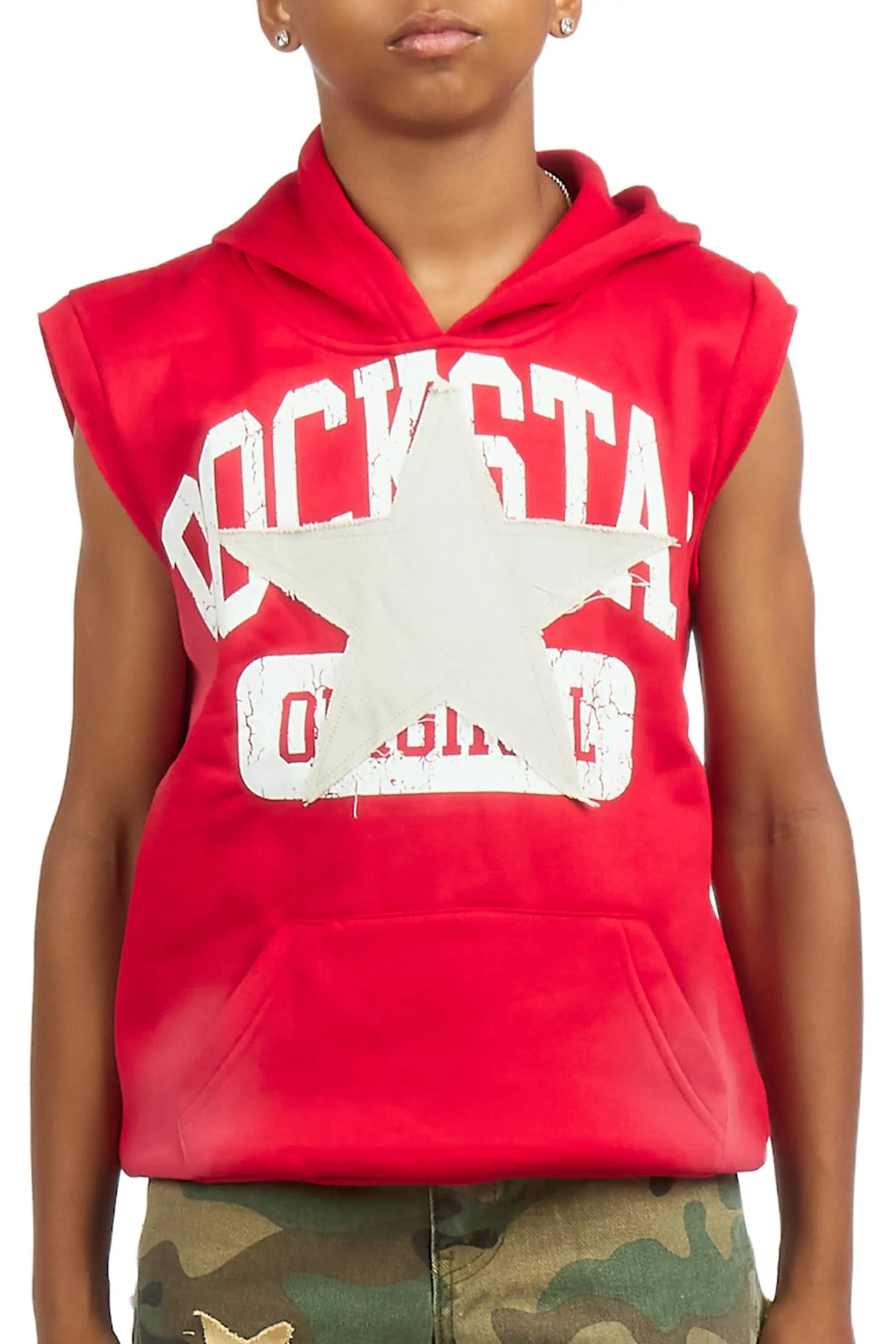 Boys Mallor Red Sleeveless Hoodie