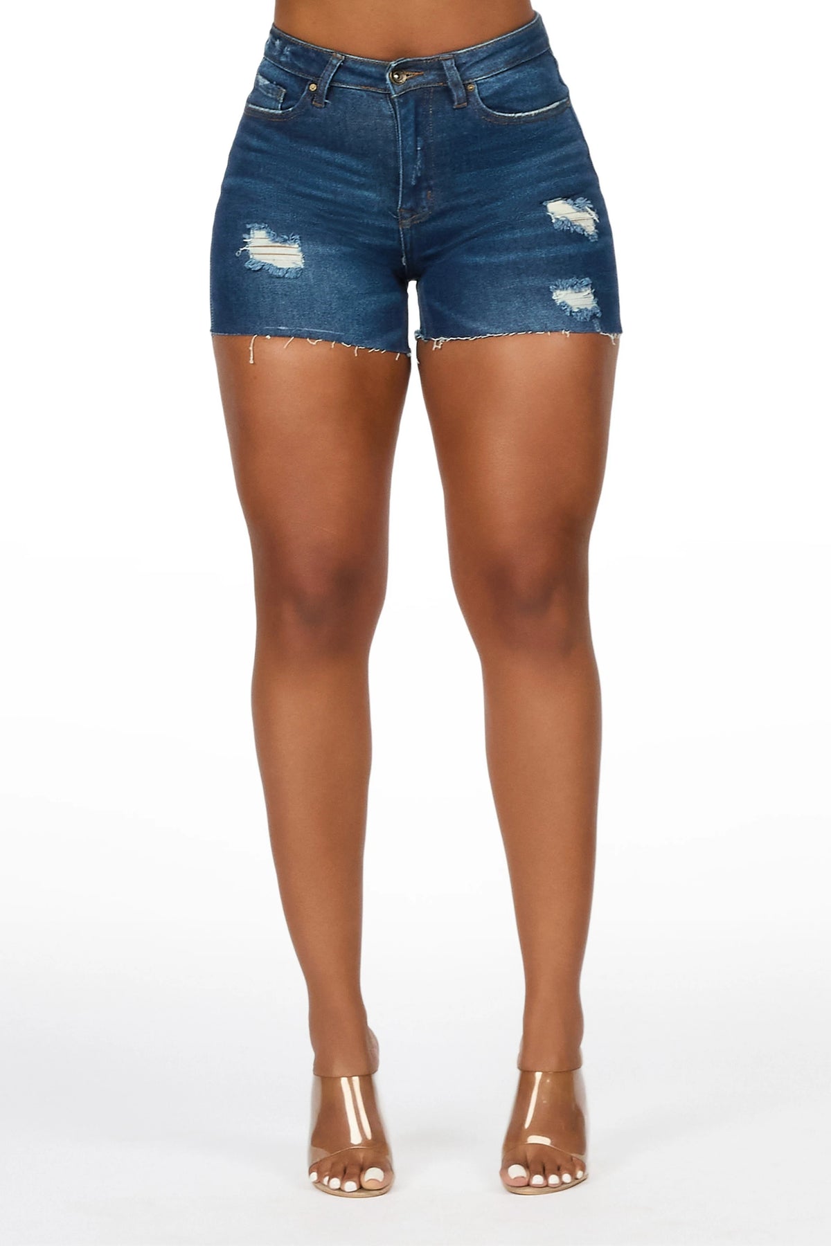 Shawntae Dark Wash Distressed Denim Short