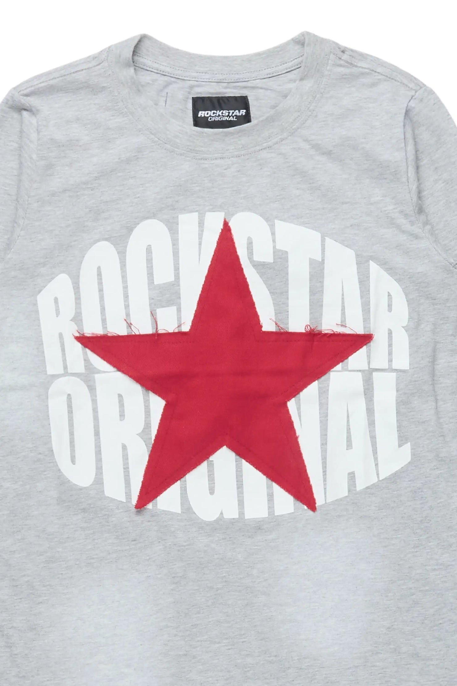 Boys State Heather Grey L/S Graphic T-Shirt with Patch