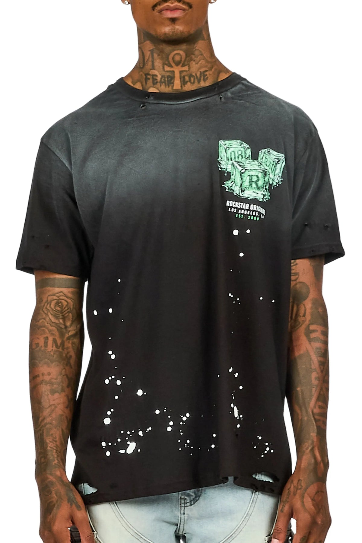 Cubes Black Oversized Graphic T-Shirt