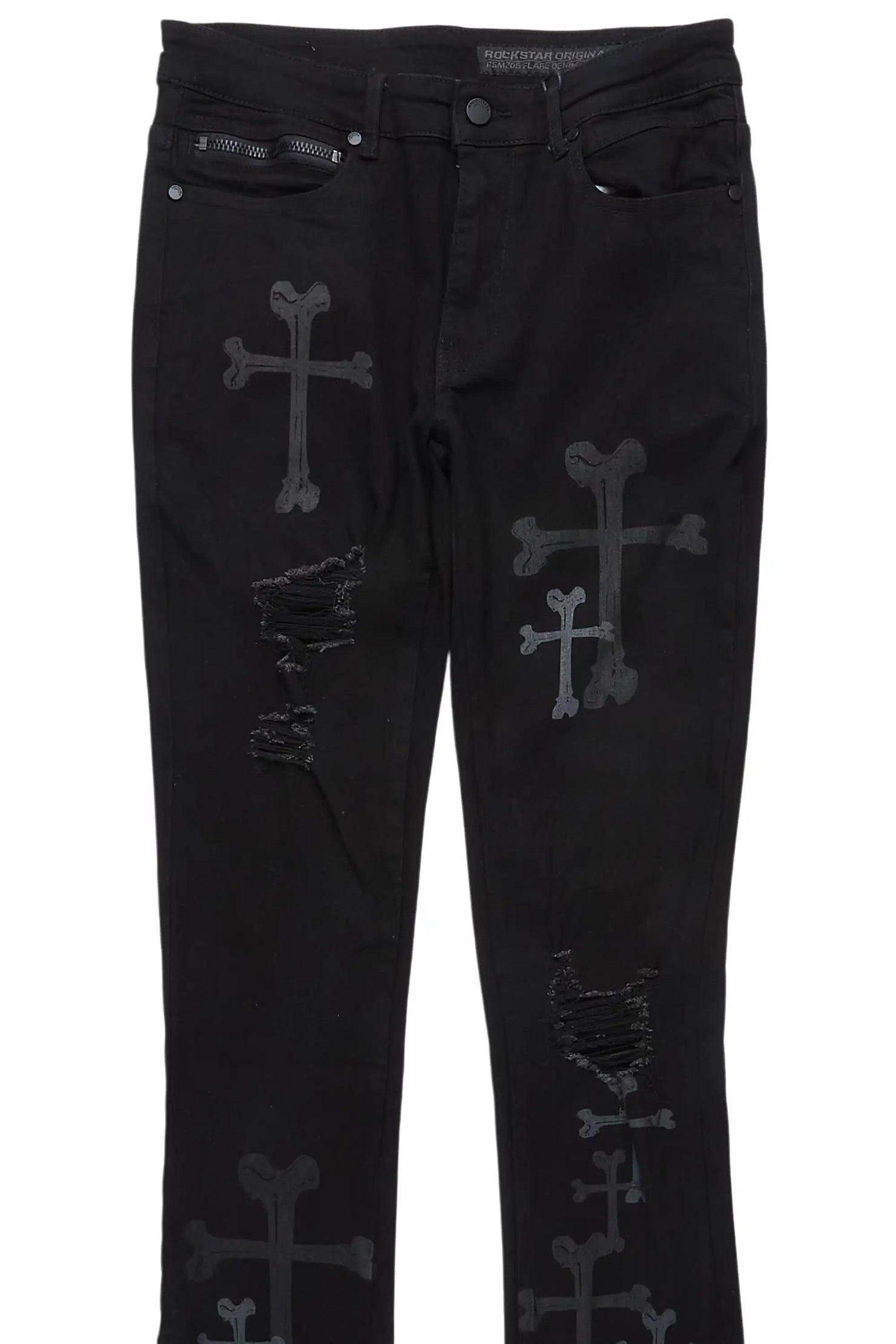 Olivier Ferg Black Stacked Flare Jean