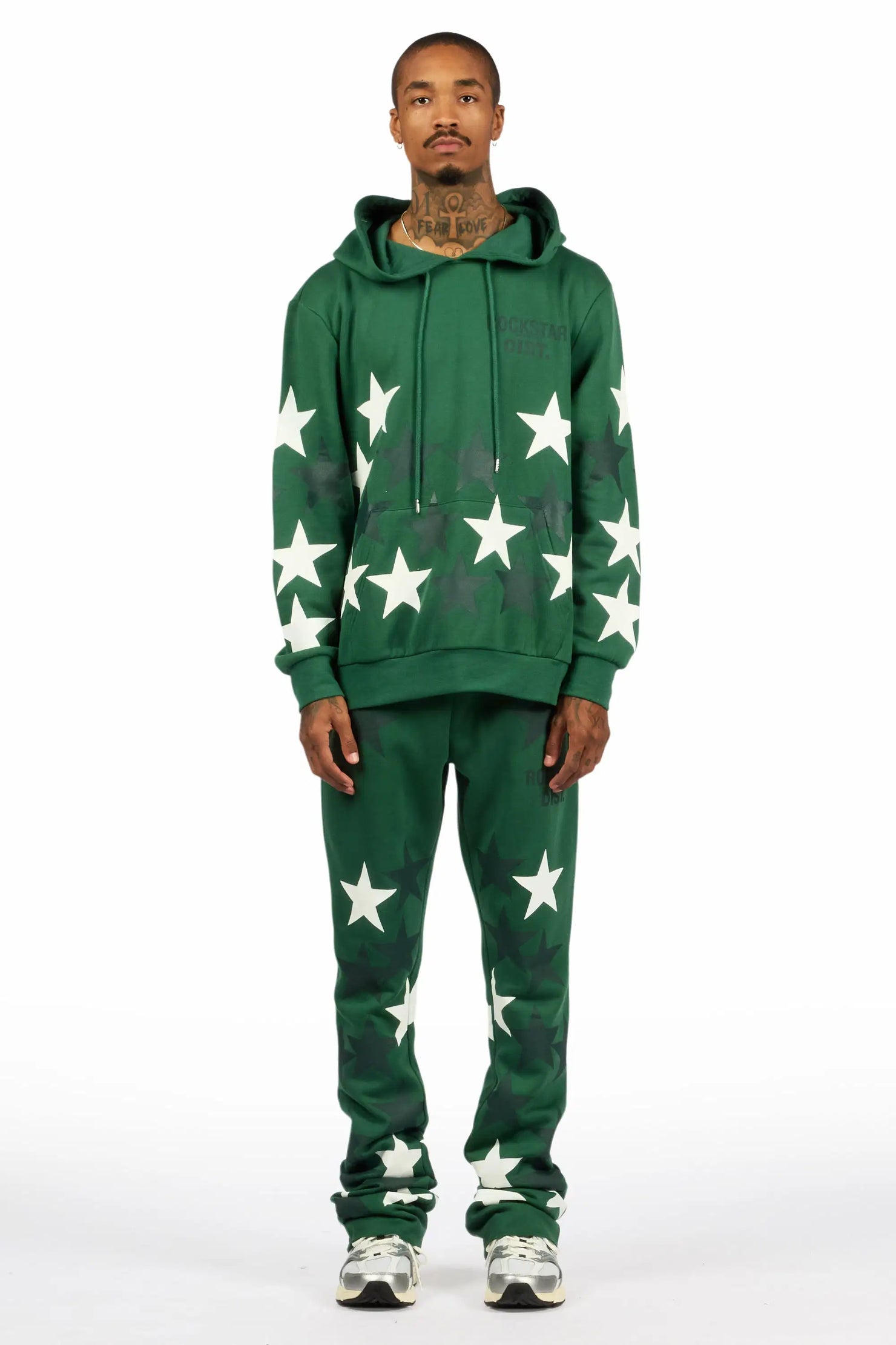 Starlane Green Hoodie Stacked Flare Fit Track Set
