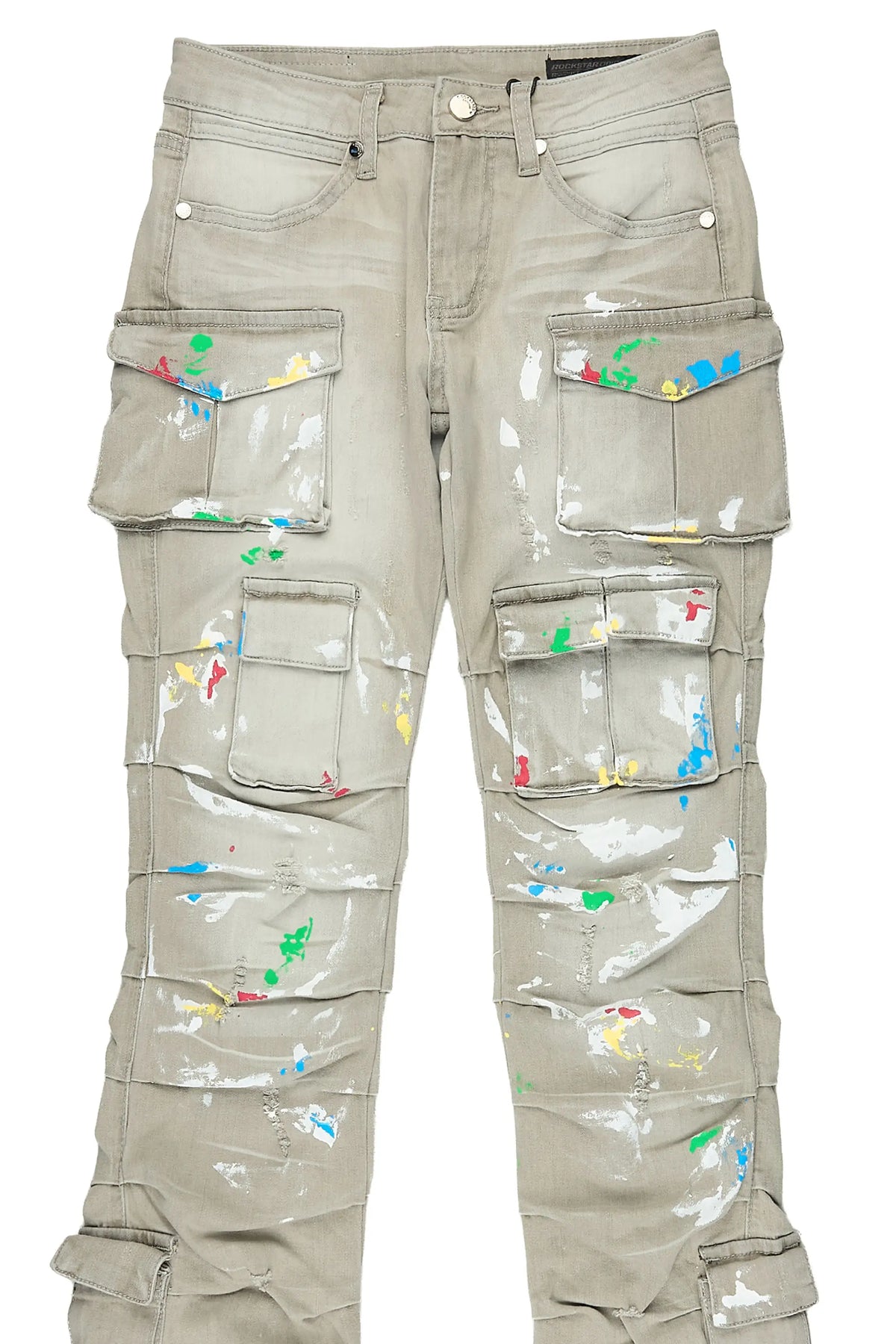 Boys Major Grey Stacked Painter Flare Jean