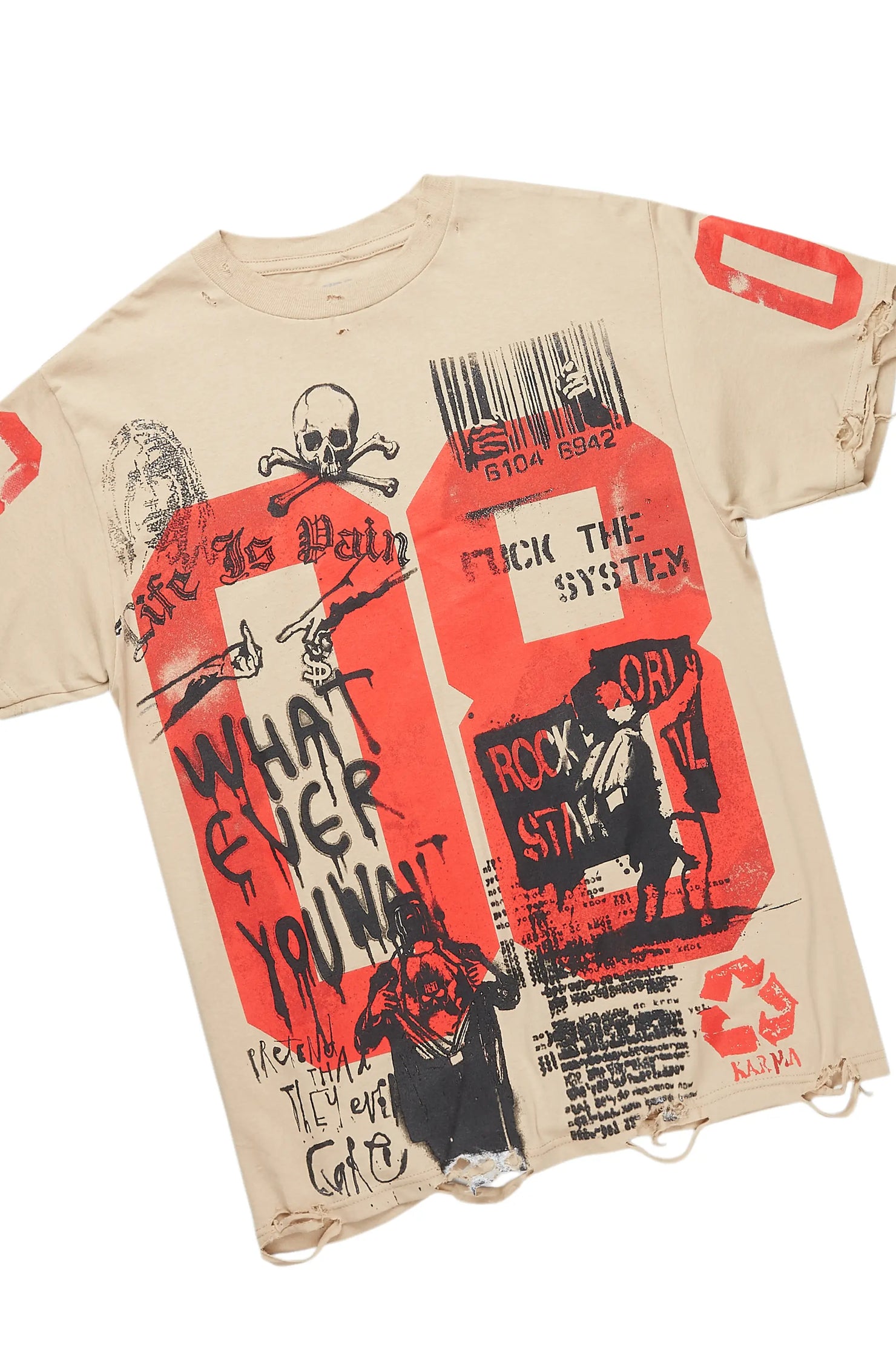 Grill Beige T-Shirt/Stacked Flare Jean Bundle