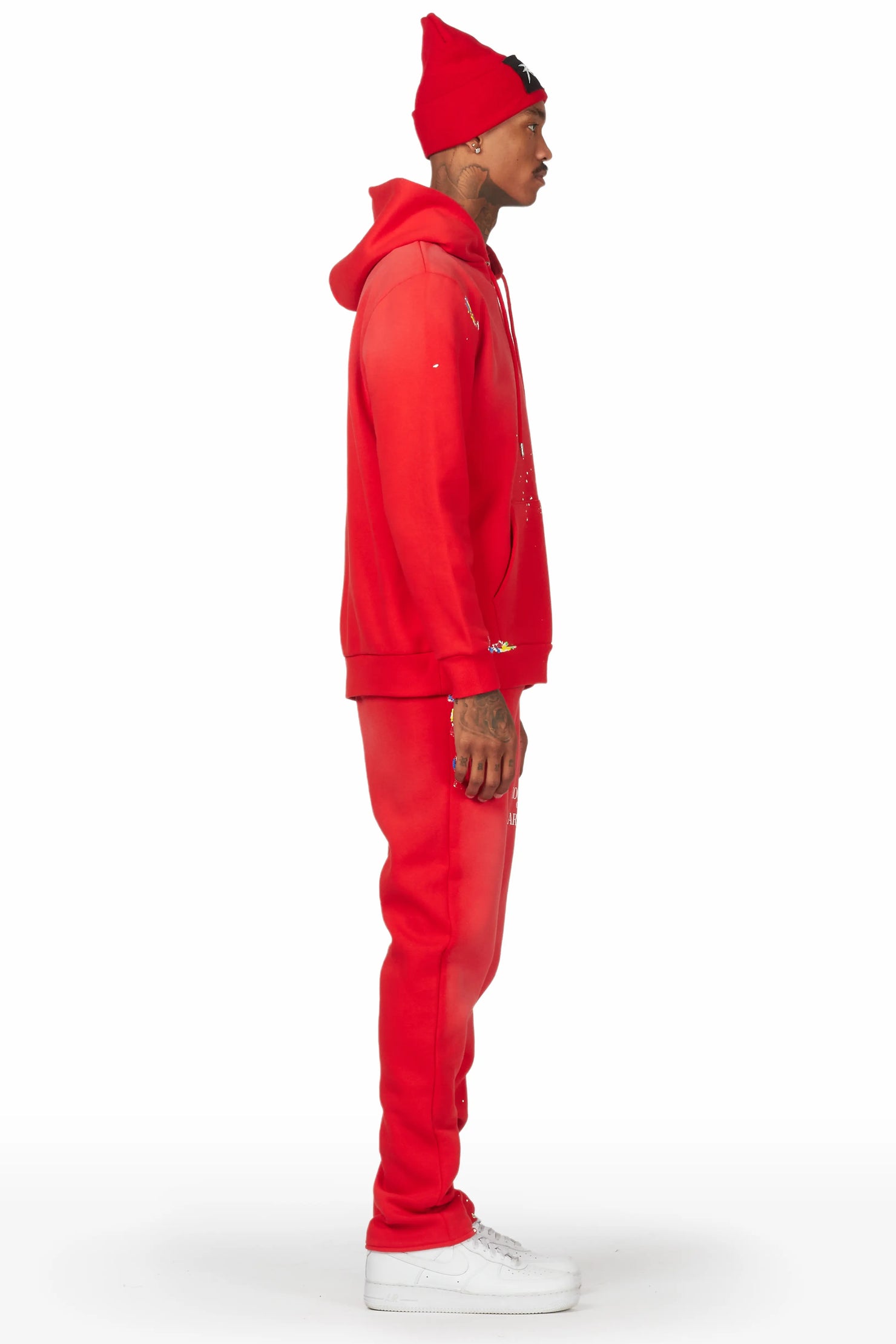 Rockstar Art Dist. Red Hoodie Slim Fit Pant Set