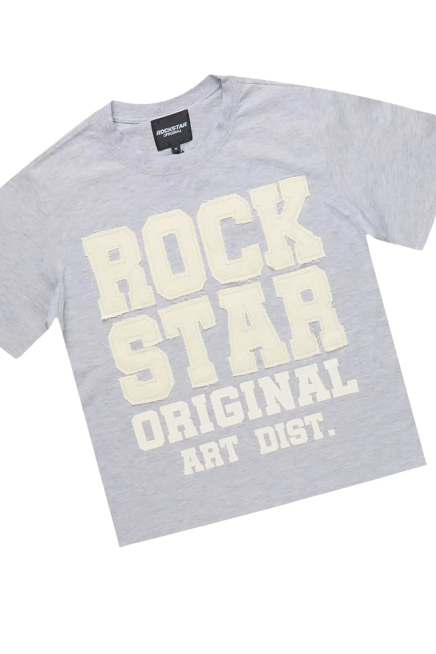 Girls Yulianna Grey/Black T-Shirt Stacked Jean Set