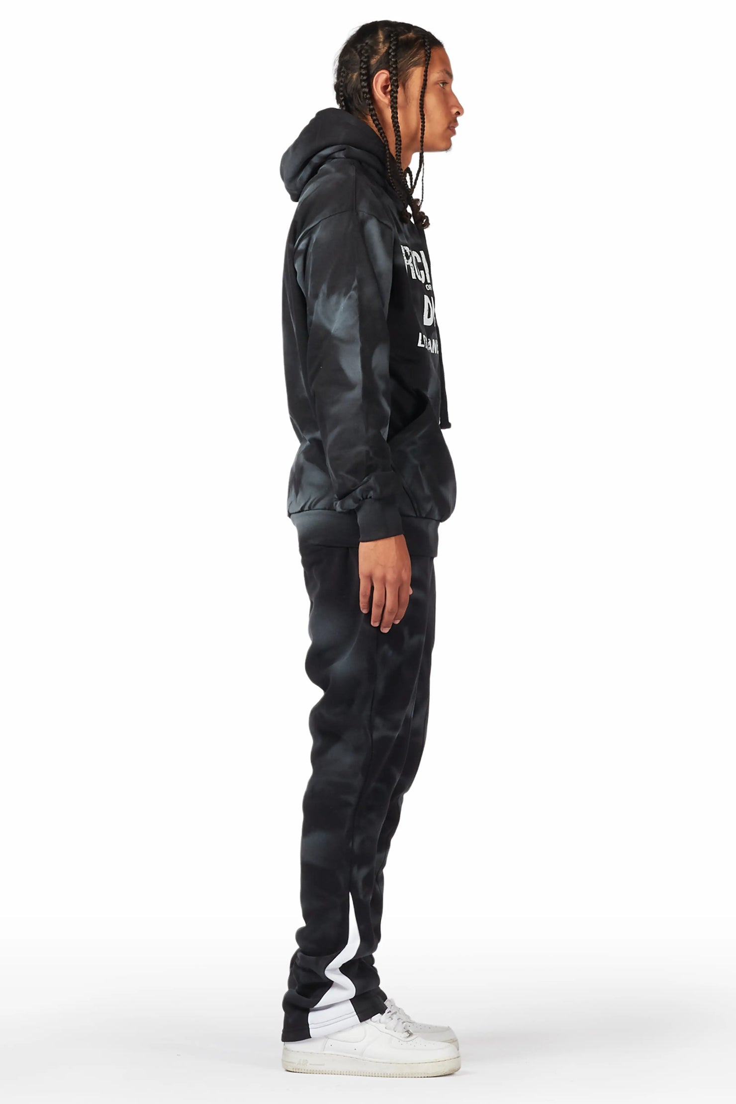 Nelly Black/White Hoodie Stacked Flare Track Set