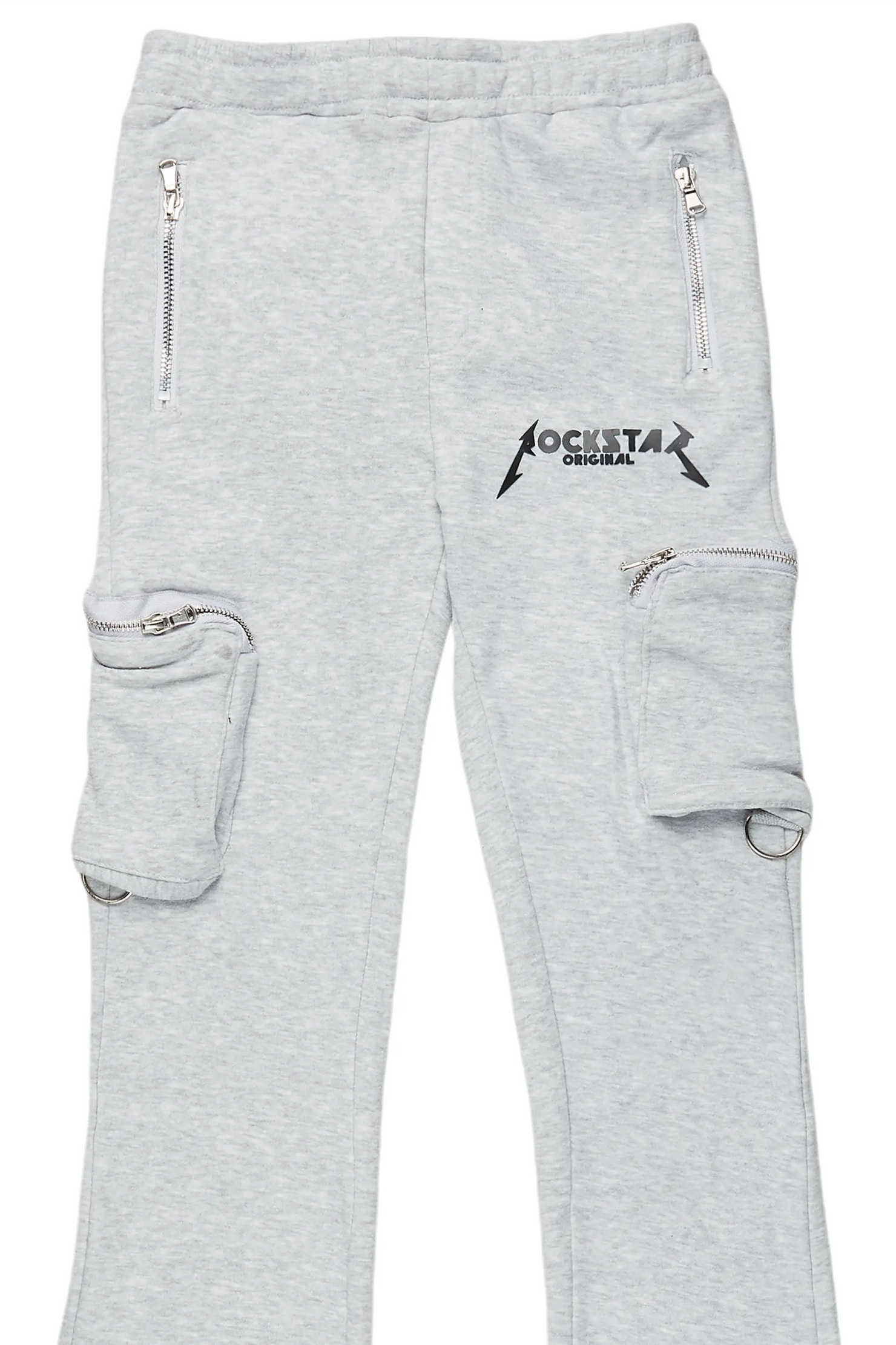 Boys Colin Heather Grey Stacked Flare Track Pants