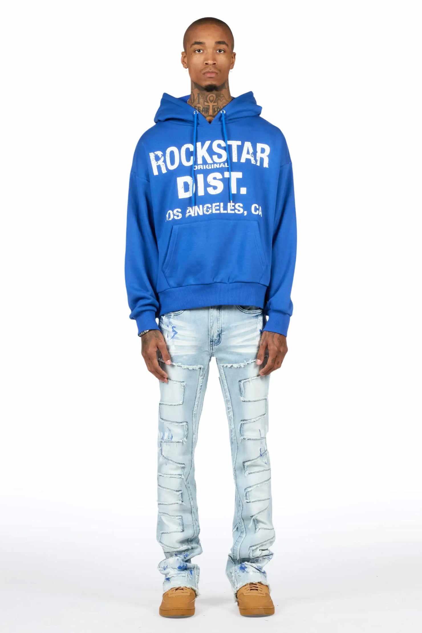 Saxon Royal/Blue Hoodie/Stacked Flare Jean Set