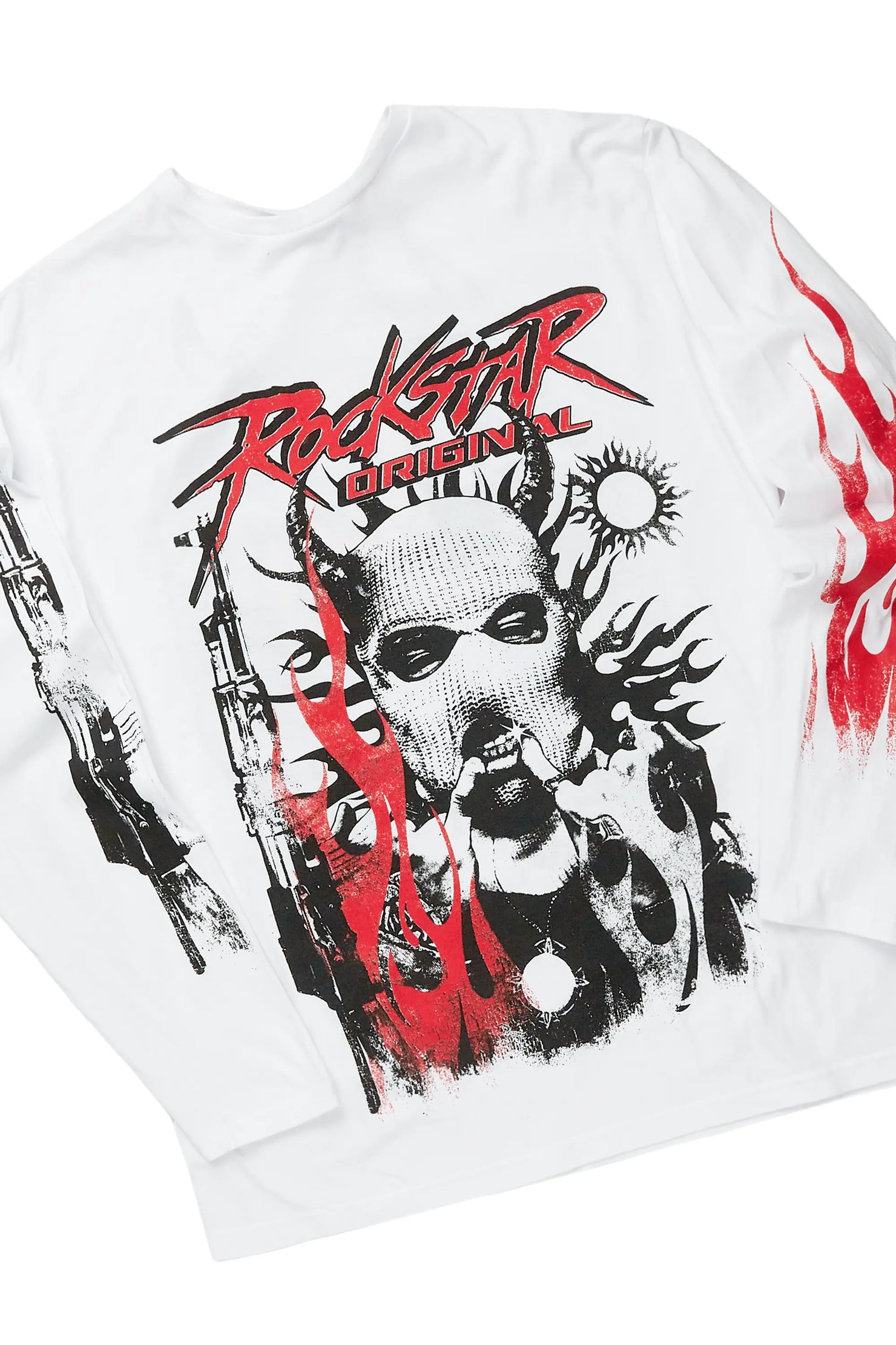 Mercy White Long Sleeve T-Shirt & Colin Heather Grey Stacked Flare Track Set