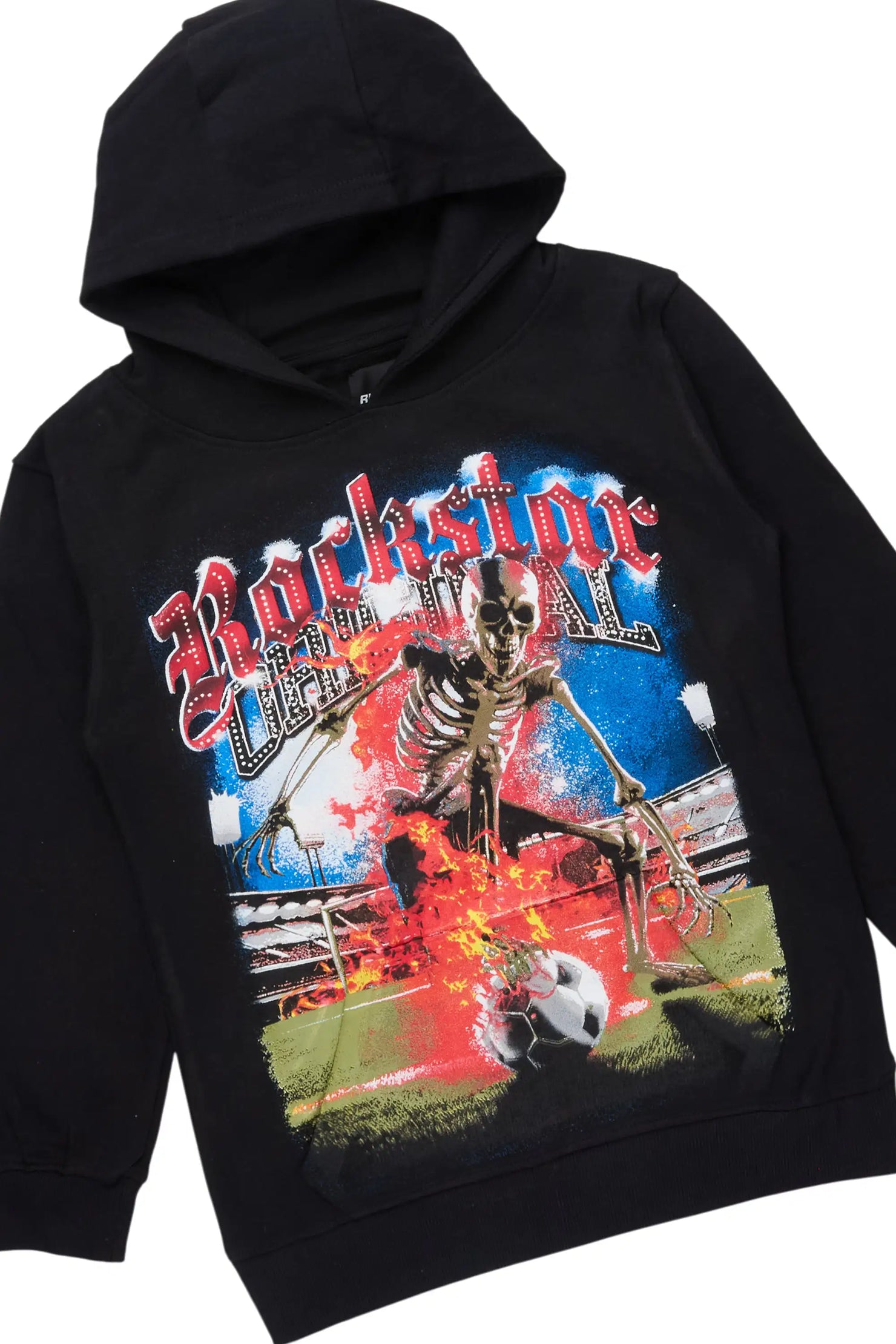 Boys Rodgers Black Hoodie Stacked Flare Track Set