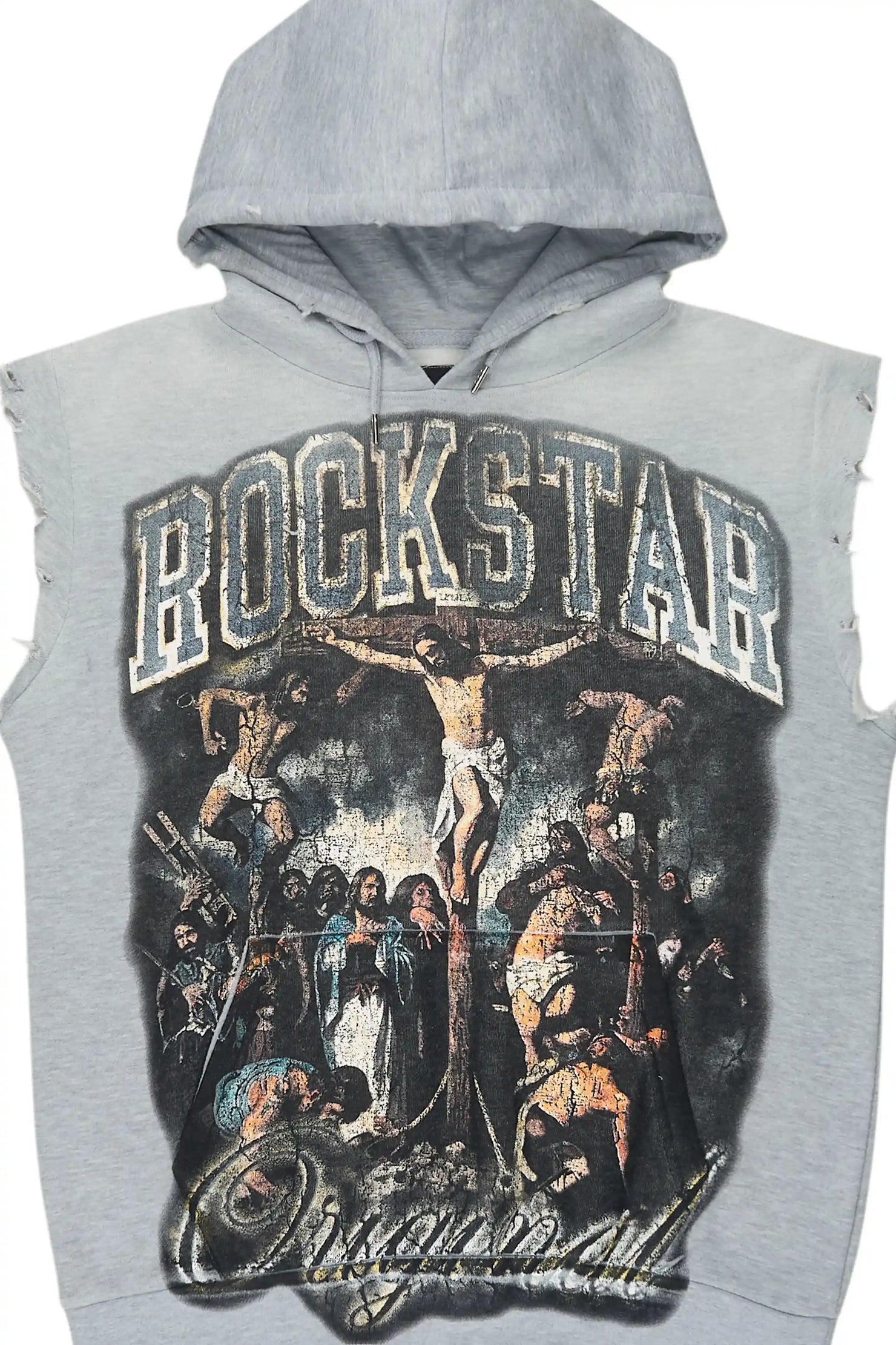 Waller Heather Grey Cut Sleeve Hoodie