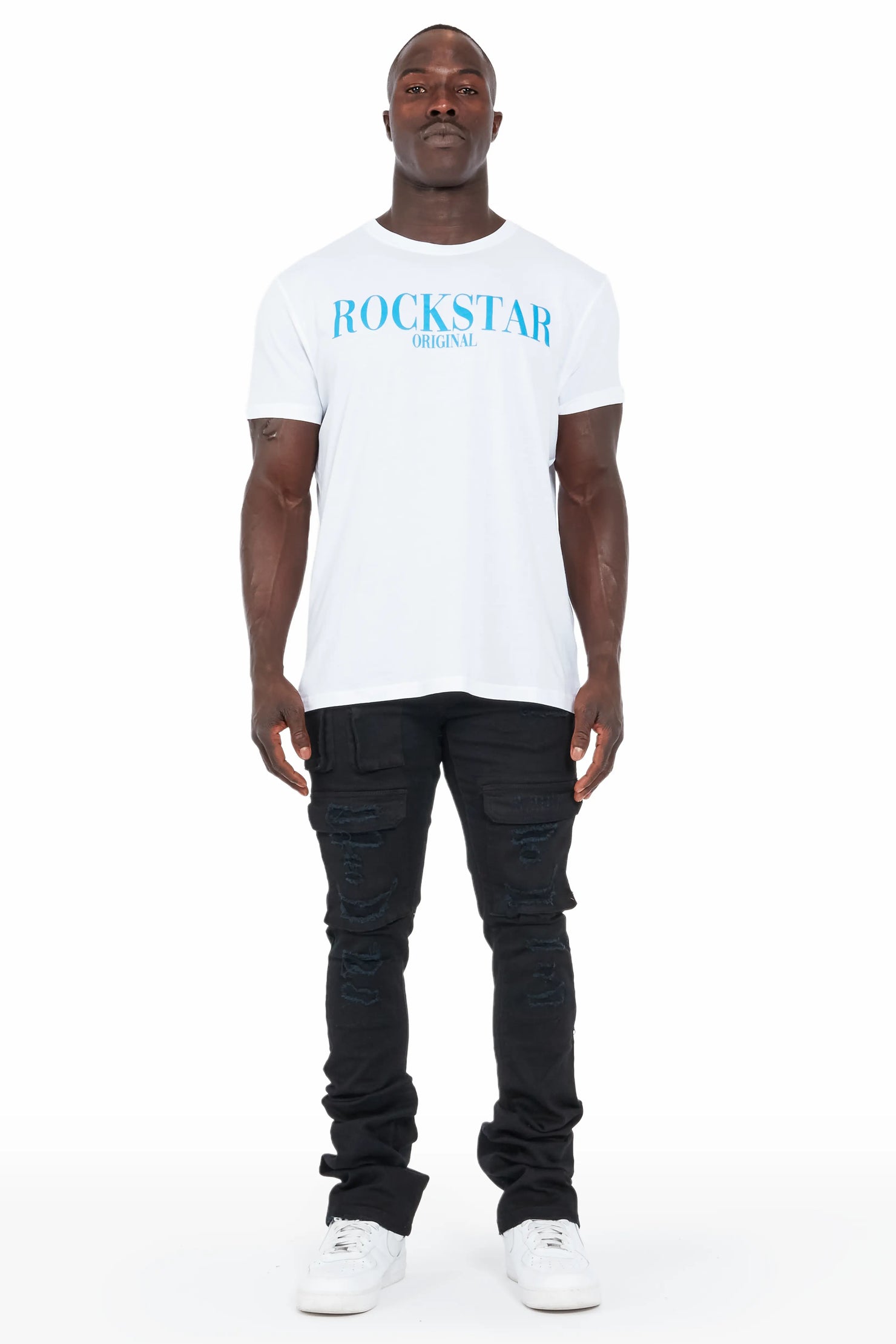 Vance Jet Black Stacked Flare Cargo Jean