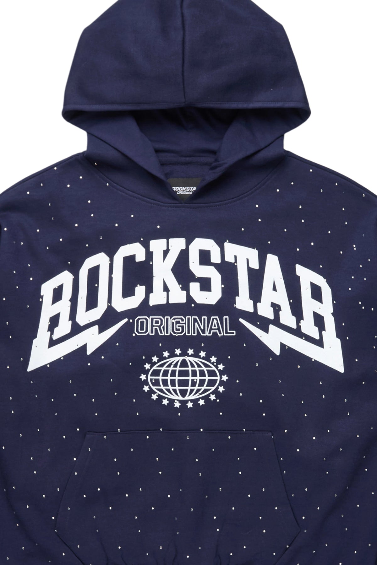 Stori Navy Rhinestone Graphic Hoodie